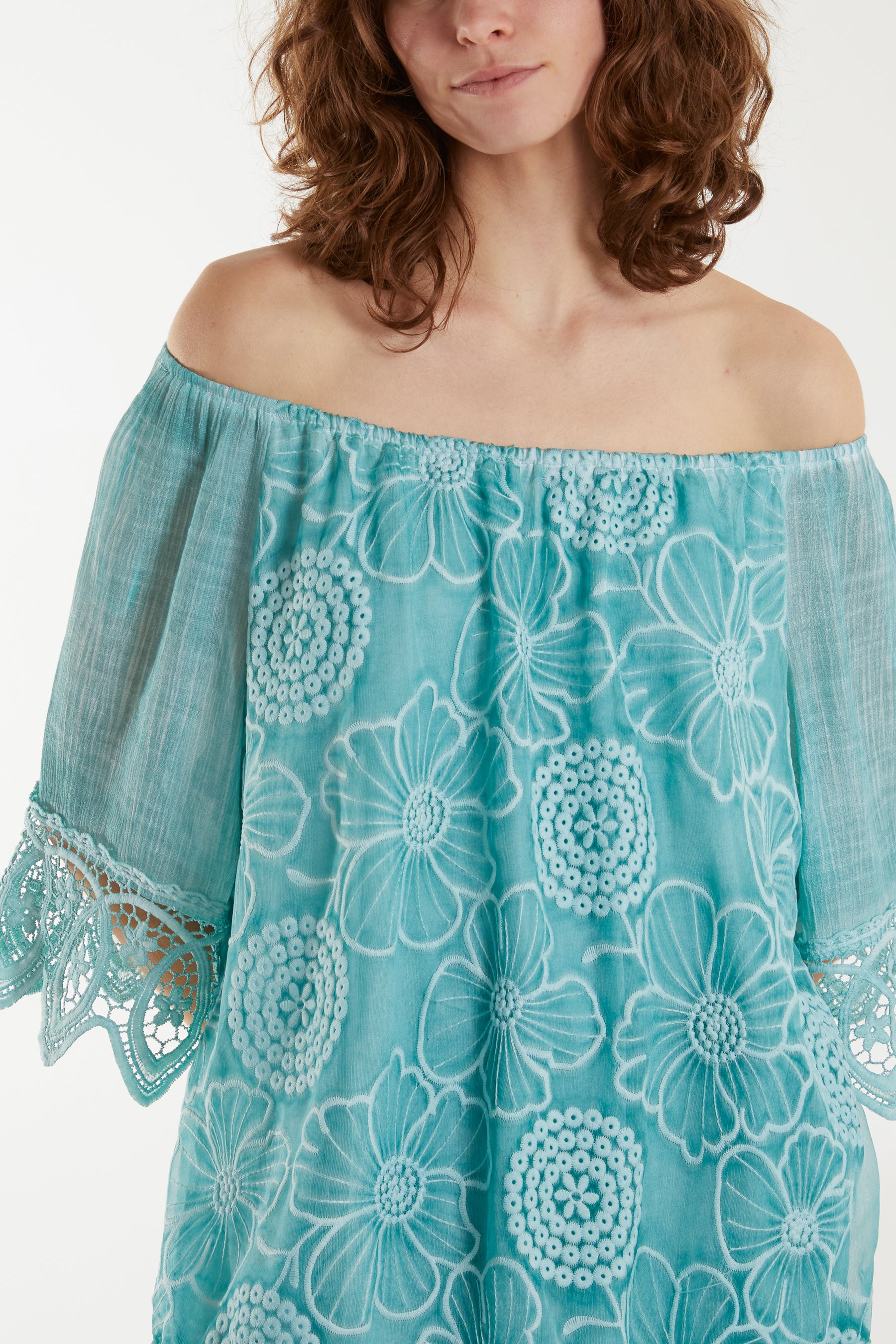 Washed Lace Floral Blouse