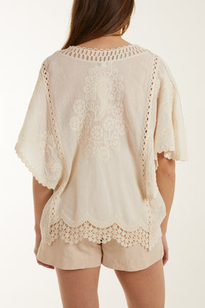 Lace & Crochet Embroidered Cotton Top