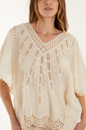 Lace & Crochet Embroidered Cotton Top