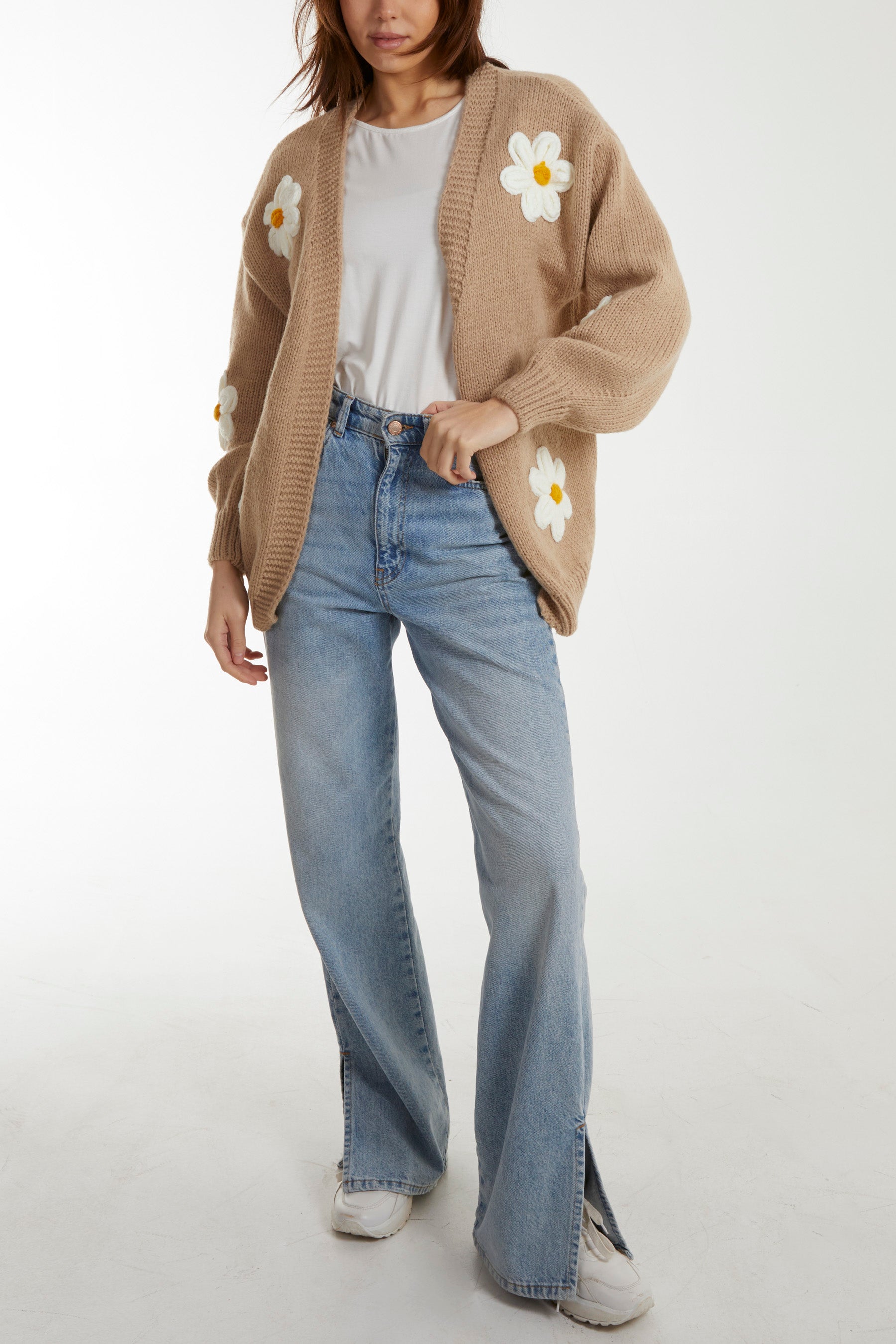 Flocking Daisy Open Knit Cardigan