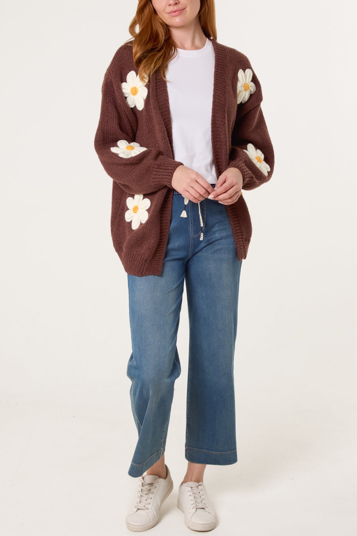 Flocking Daisy Open Knit Cardigan