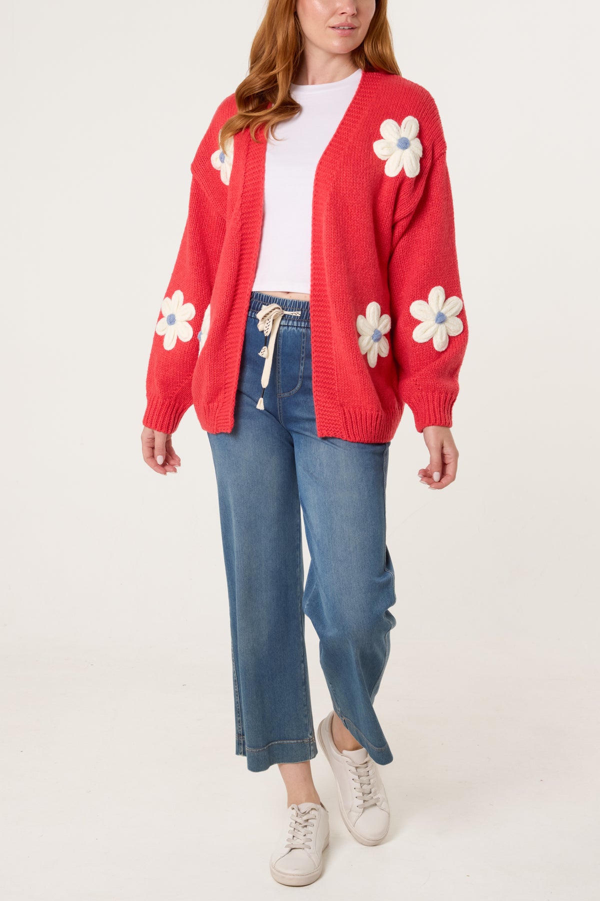 Flocking Daisy Open Knit Cardigan