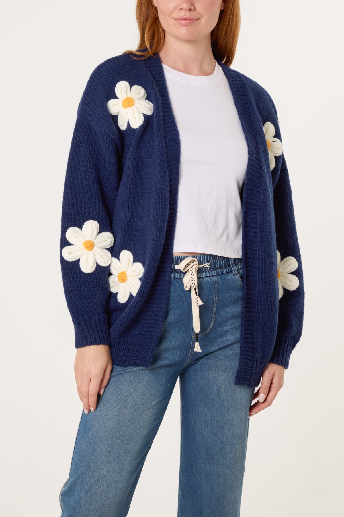 Flocking Daisy Open Knit Cardigan