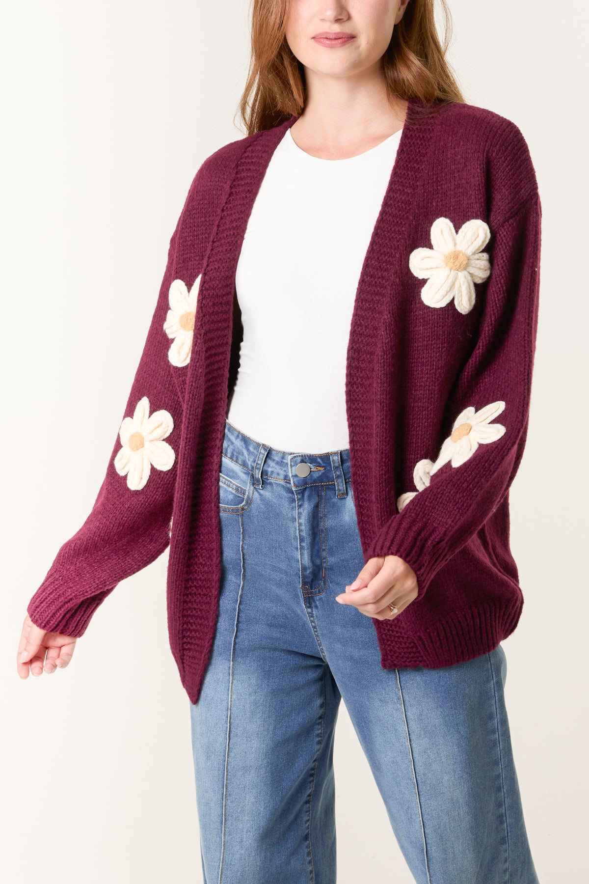 Daisy Large Flower Knit Cardigan