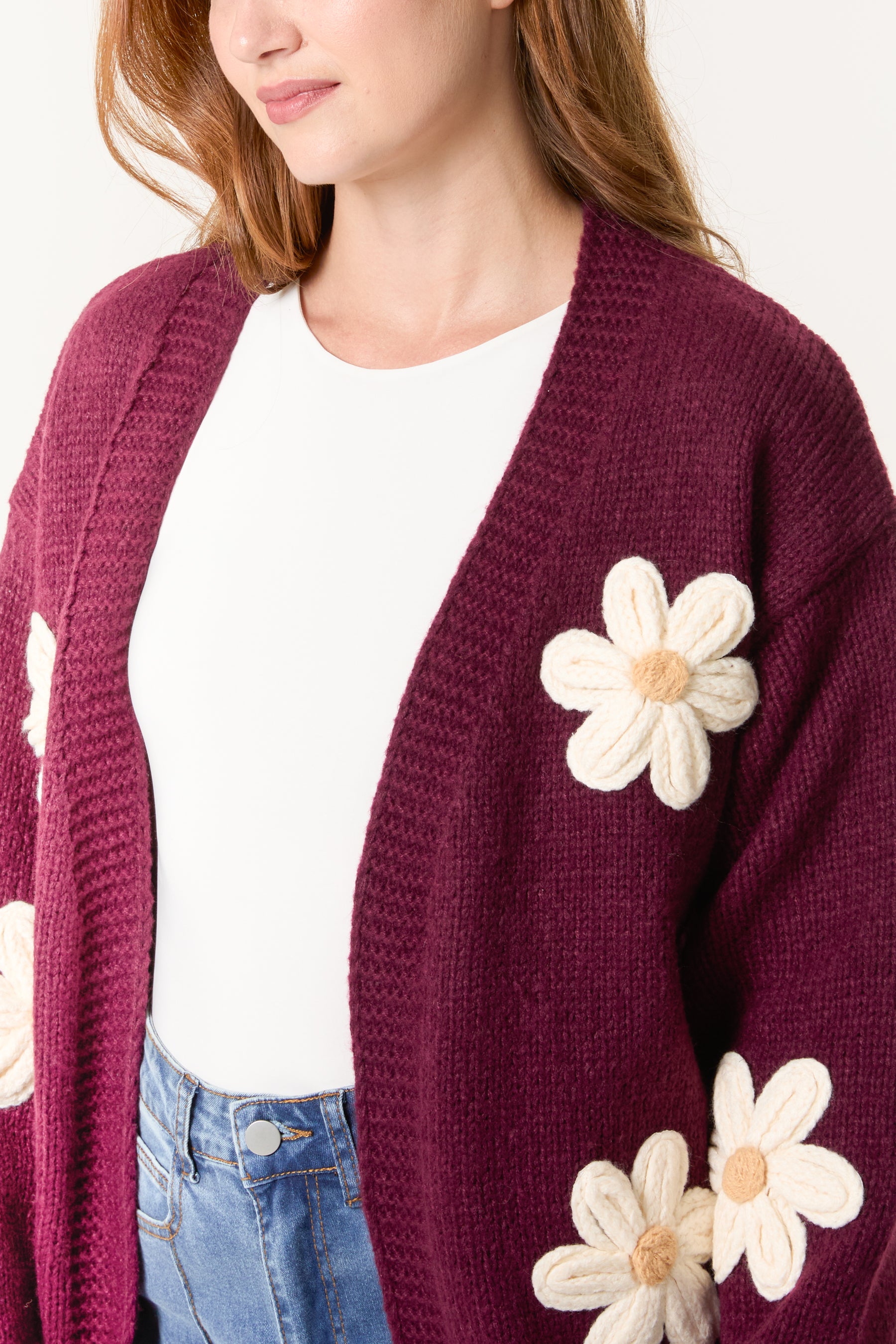 Daisy Flocking Flower Knit Cardigan