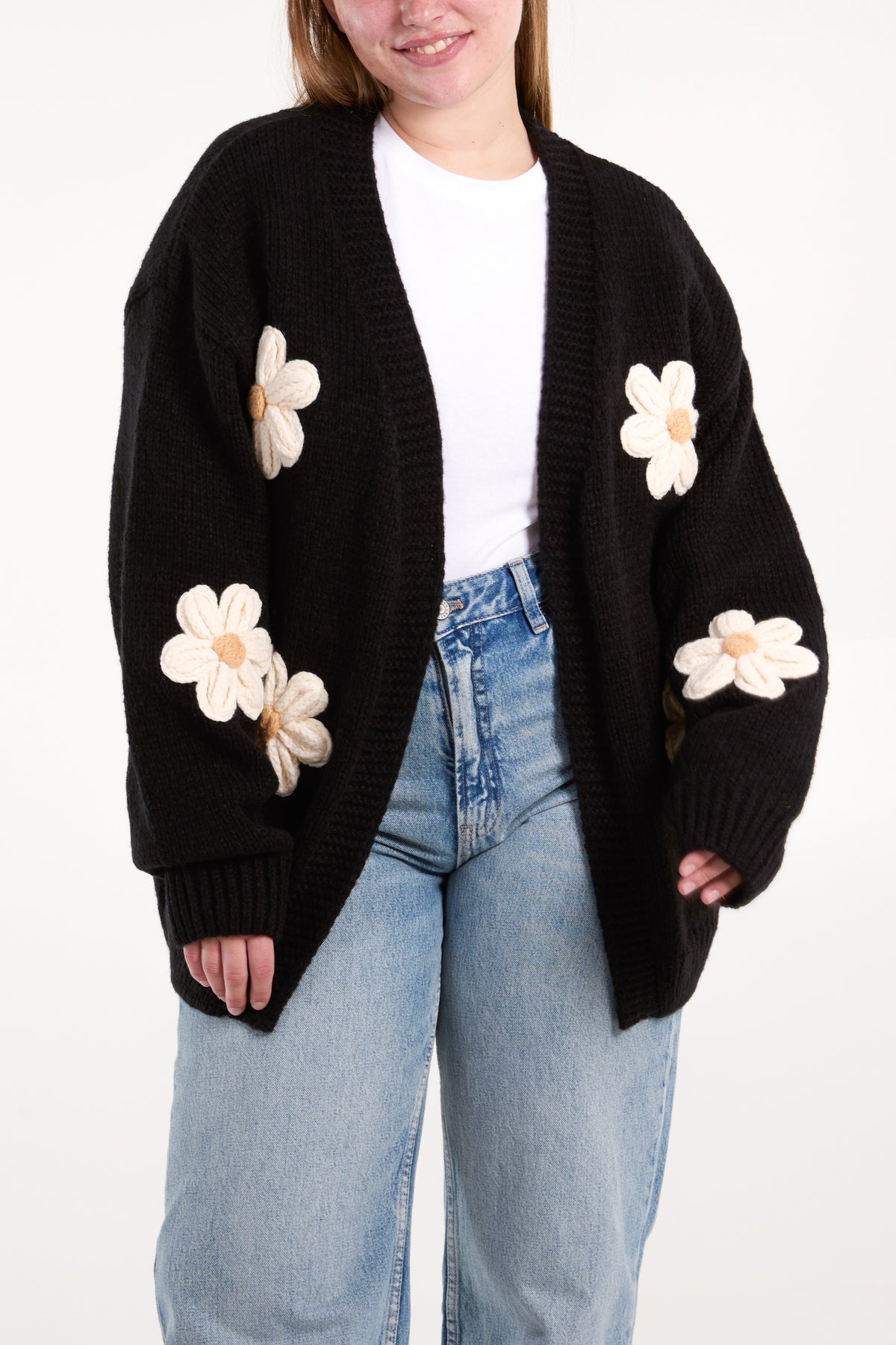 Daisy Knit Flower Cardigan