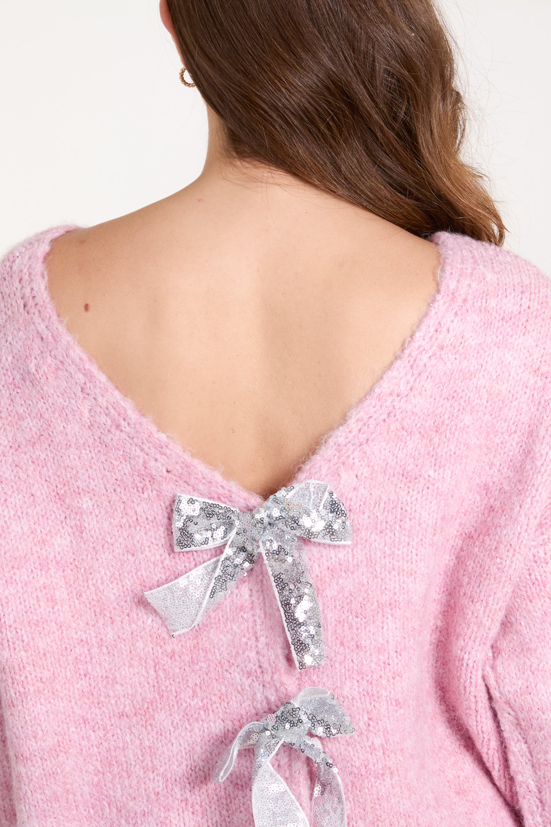 Sequin Bow Back Jumper/Cardigan