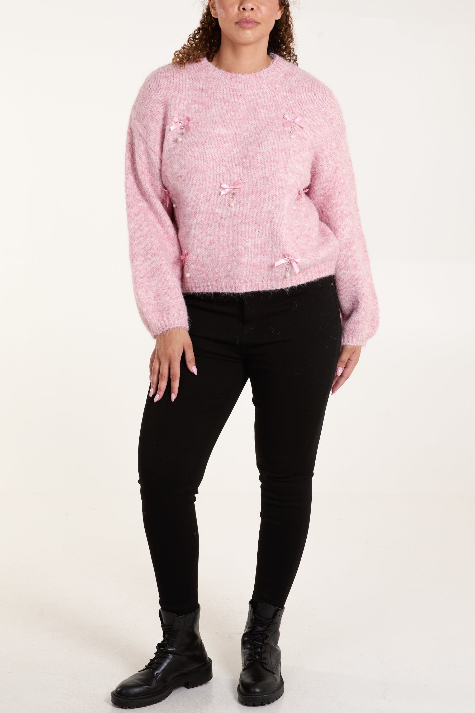 Pearl & Diamante Bow Knit Jumper