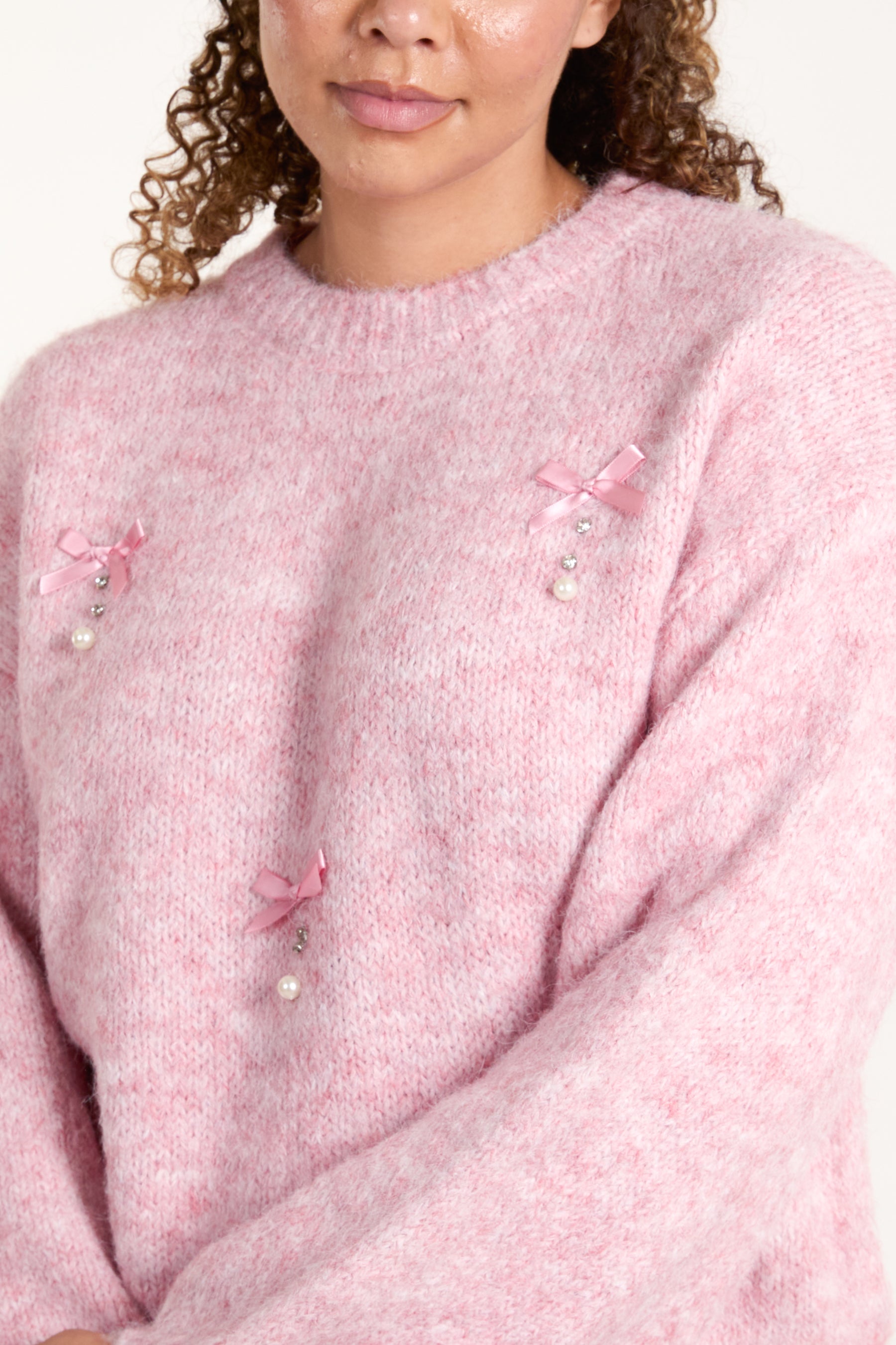 Pearl & Diamante Bow Knit Jumper
