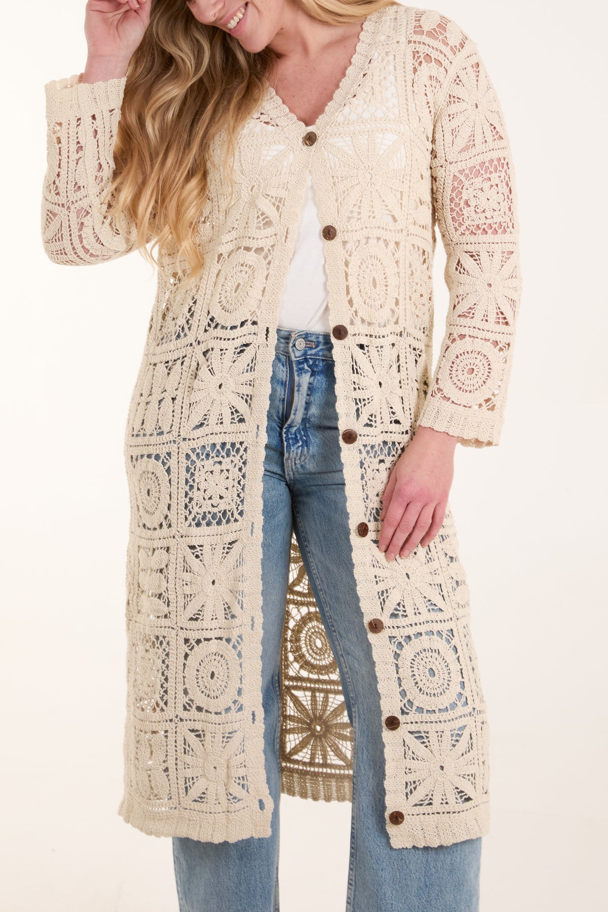 Patchwork Crochet Longline Cardigan