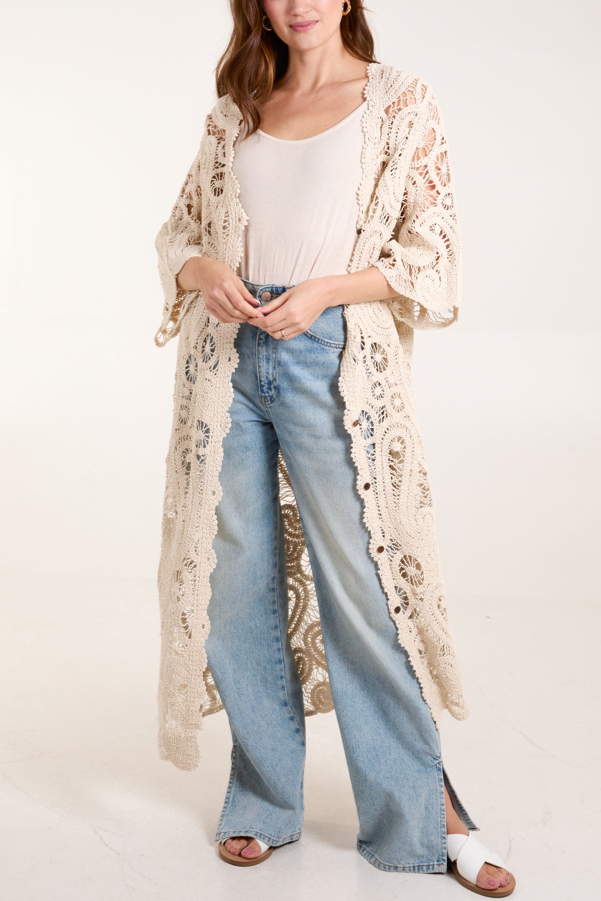 Paisley Crochet Long Cardigan