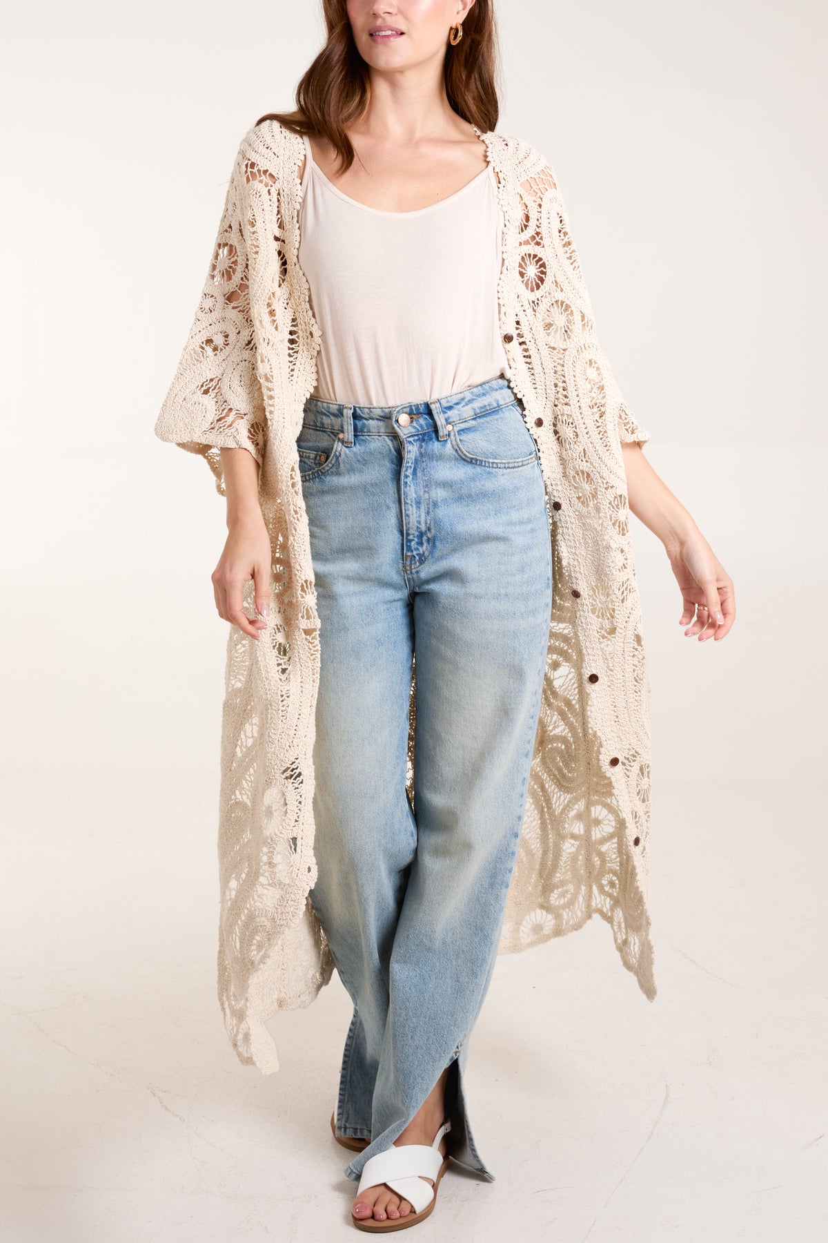 Paisley Crochet Long Cardigan