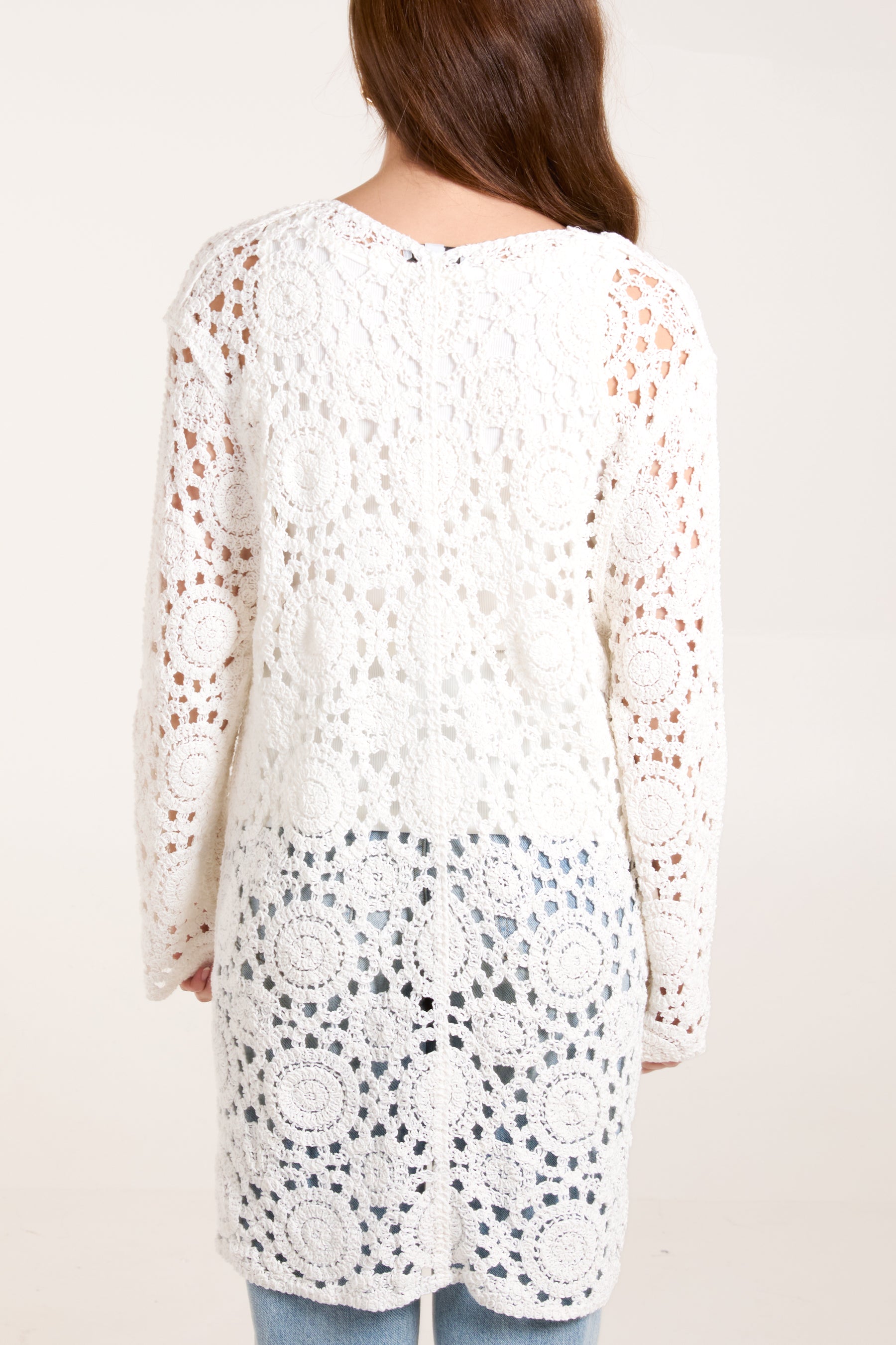 Geo Crochet Button Cardigan