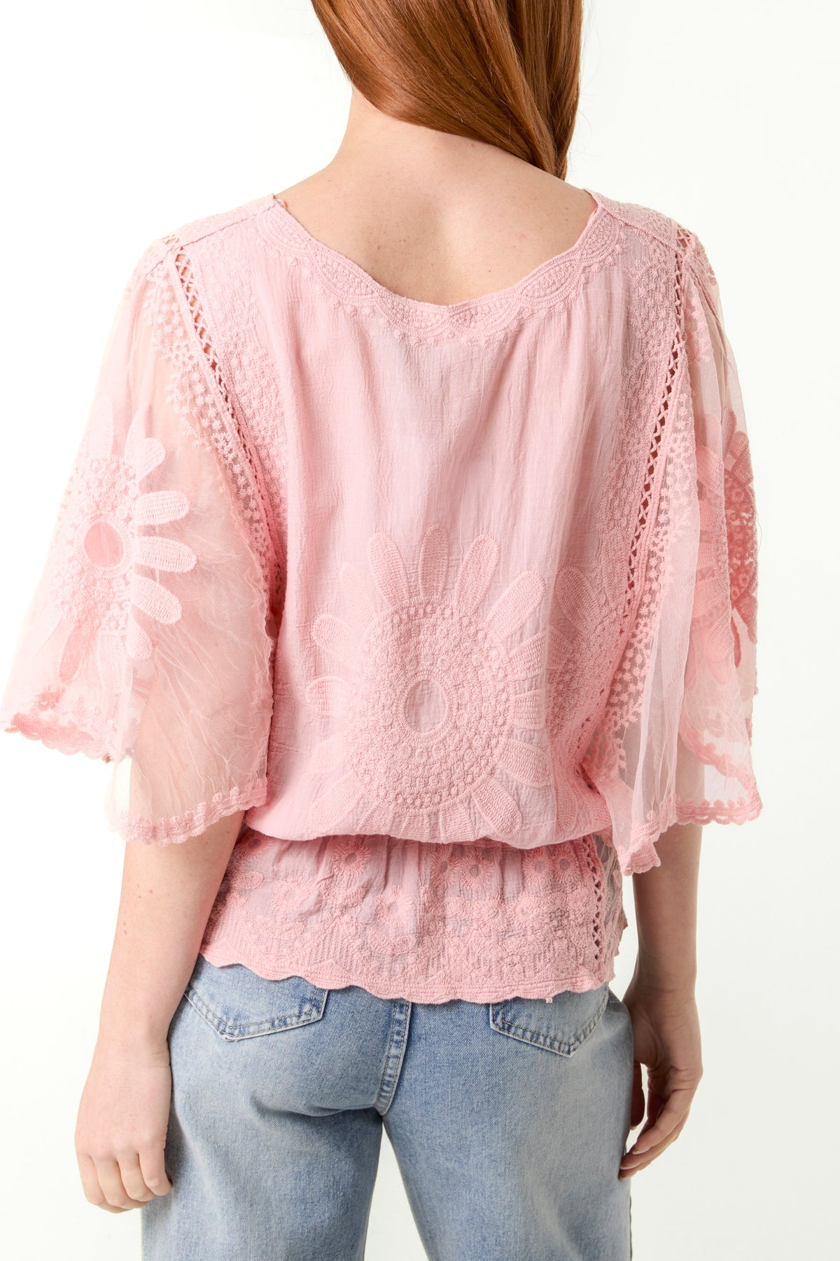 Sun Flower Lace Sleeve Blouse