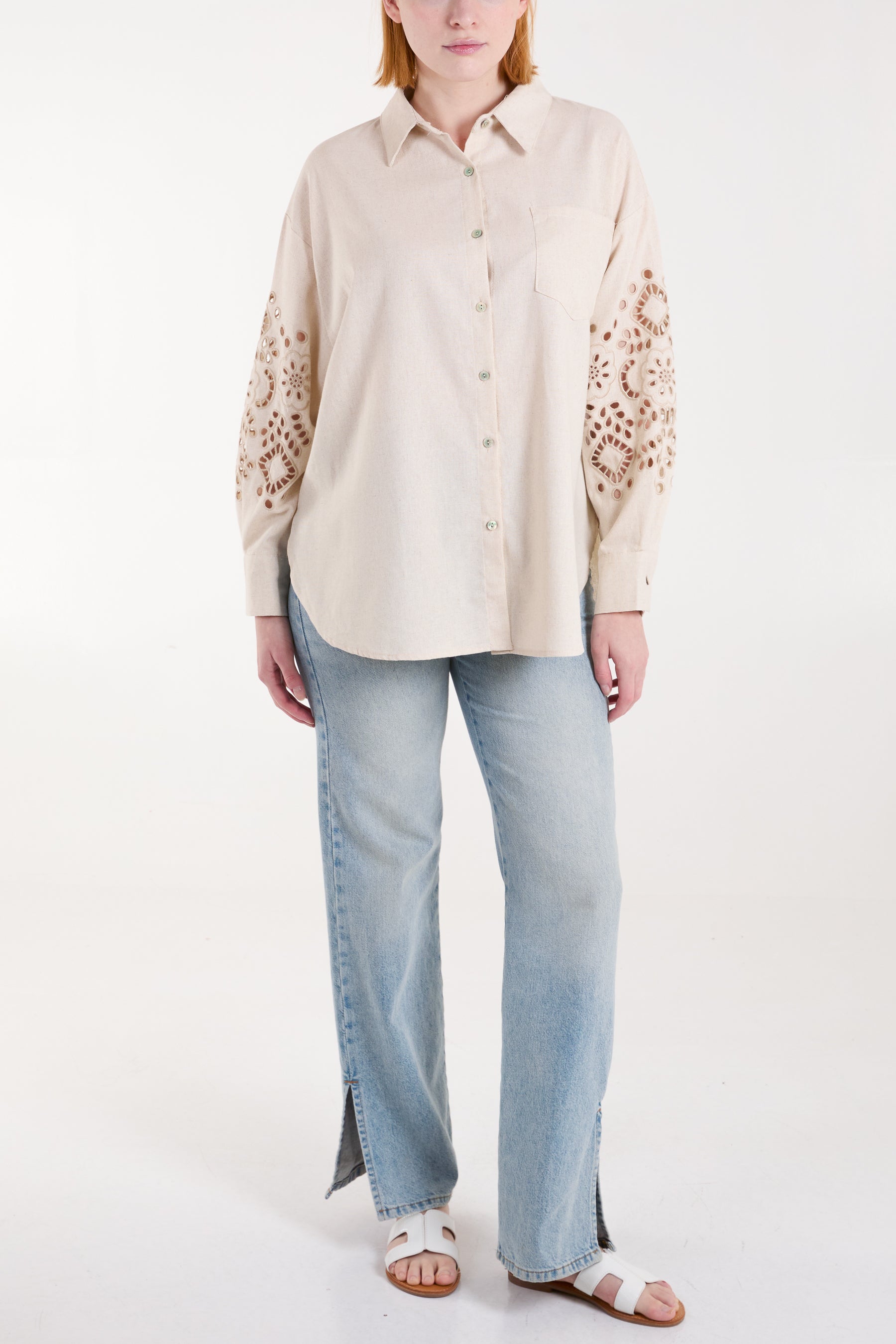 Cutwork Linen Shirt