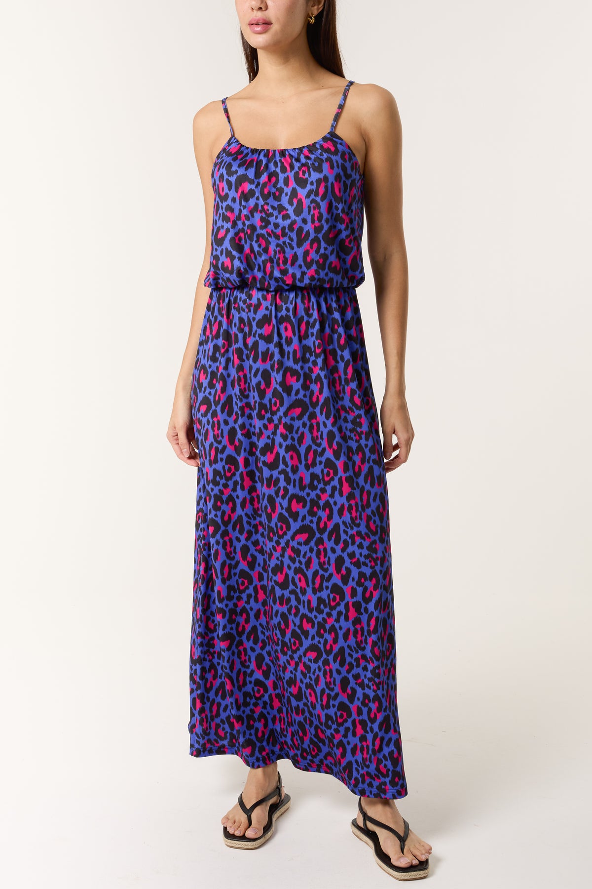 Vibrant Animal Print Puffball Maxi Dress