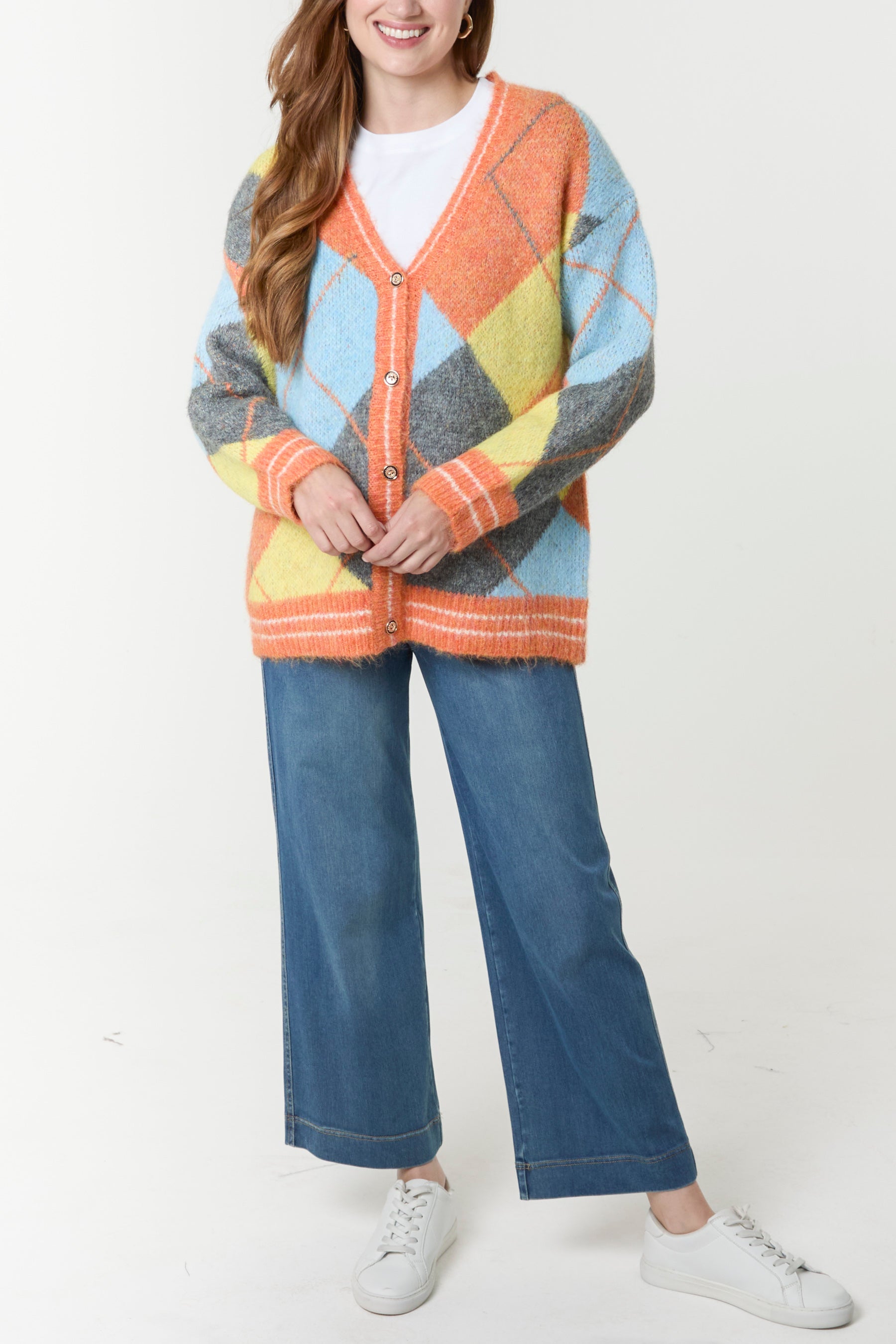 Argyle Colour Block Cardigan