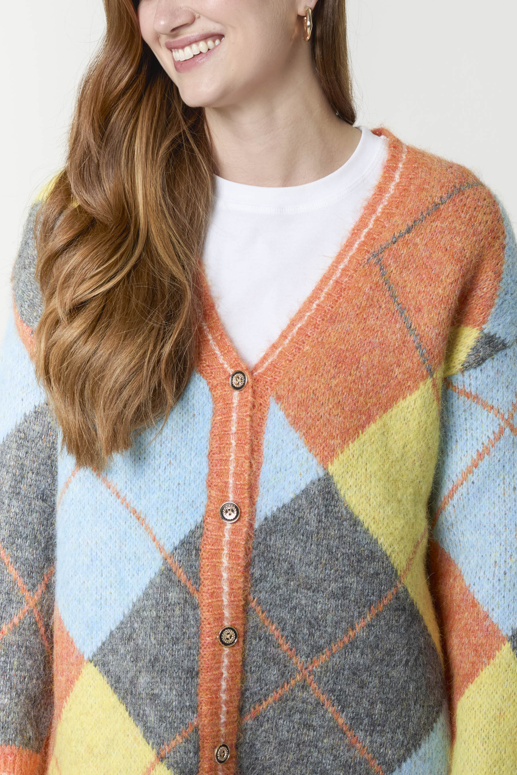Argyle Colour Block Cardigan