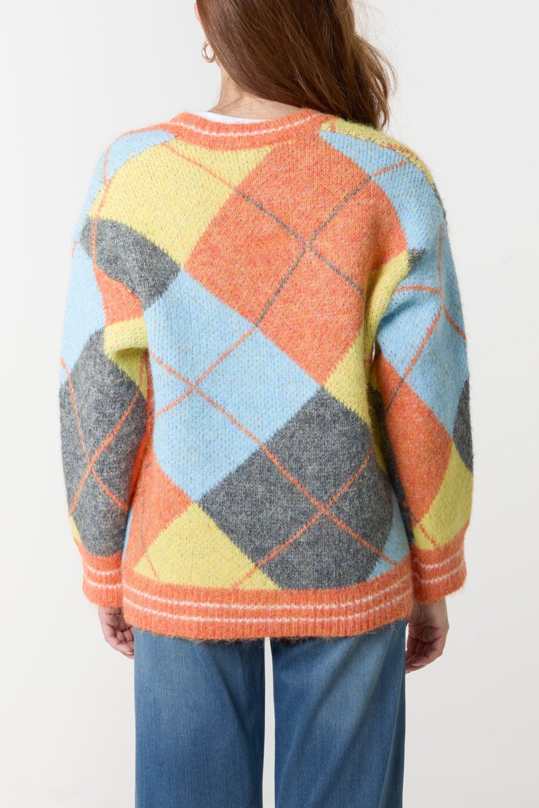 Argyle Colour Block Cardigan