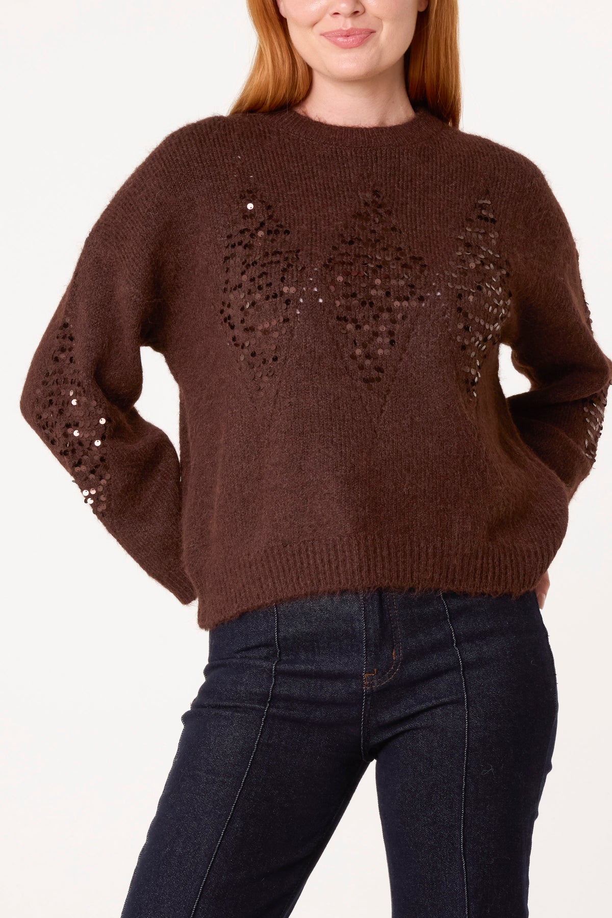 Sequin Diamond Knit Jumper