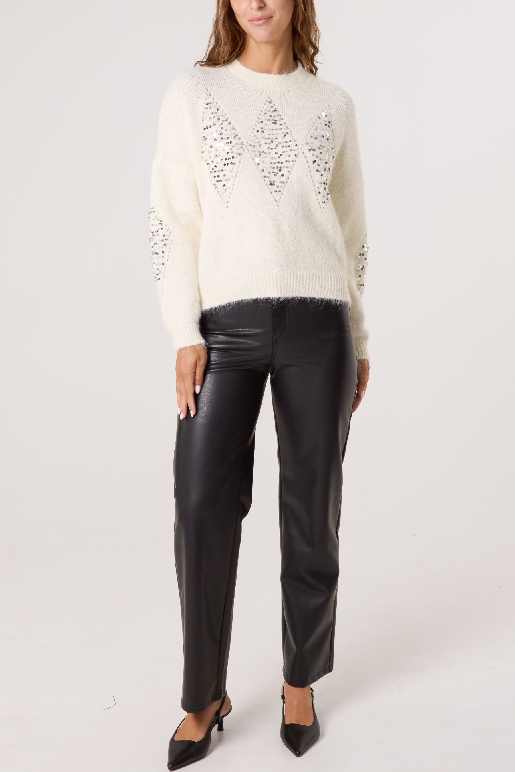 Sequin Diamond Knit Jumper