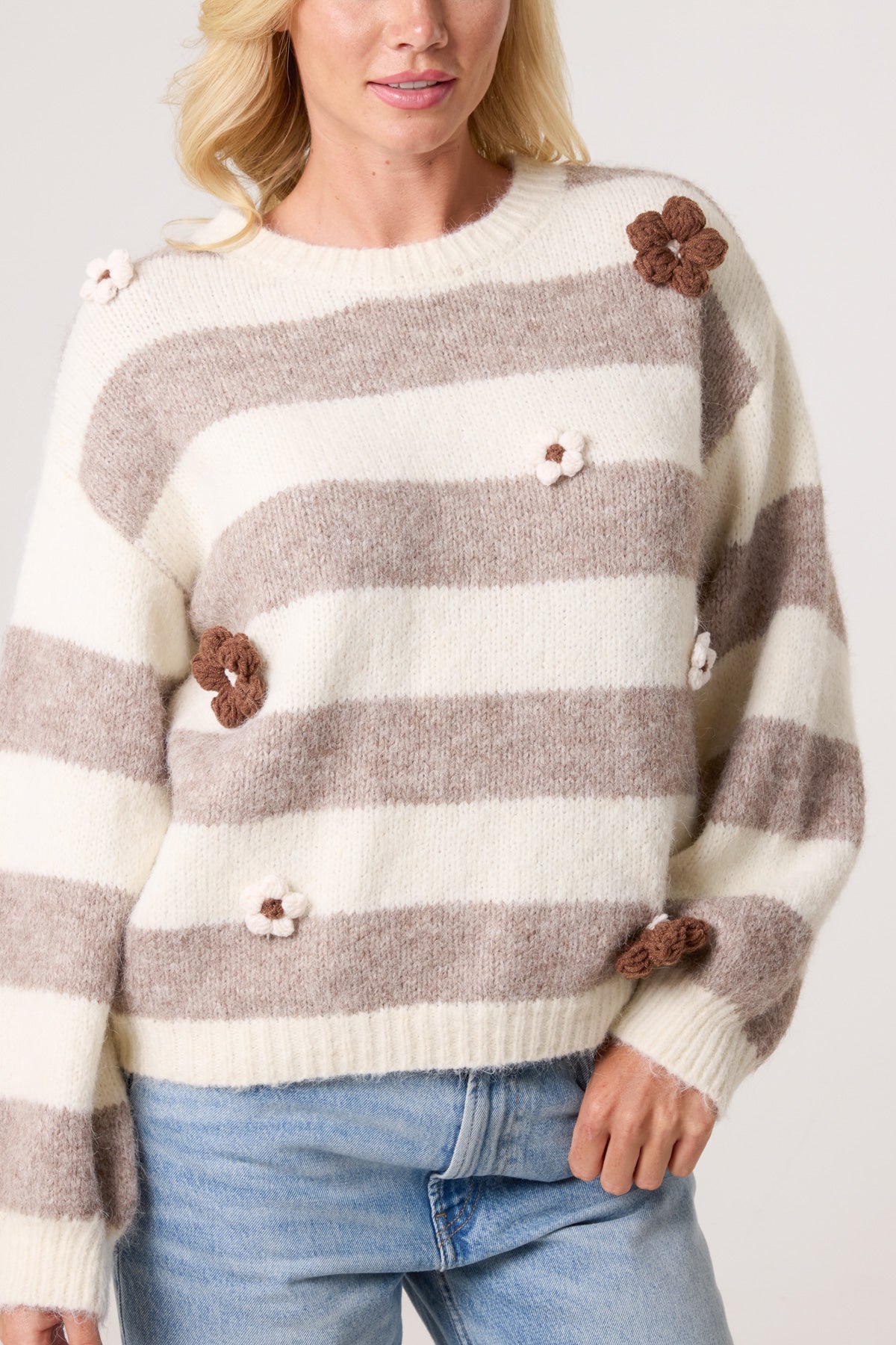 Flocking Flower Striped Wool Jumper