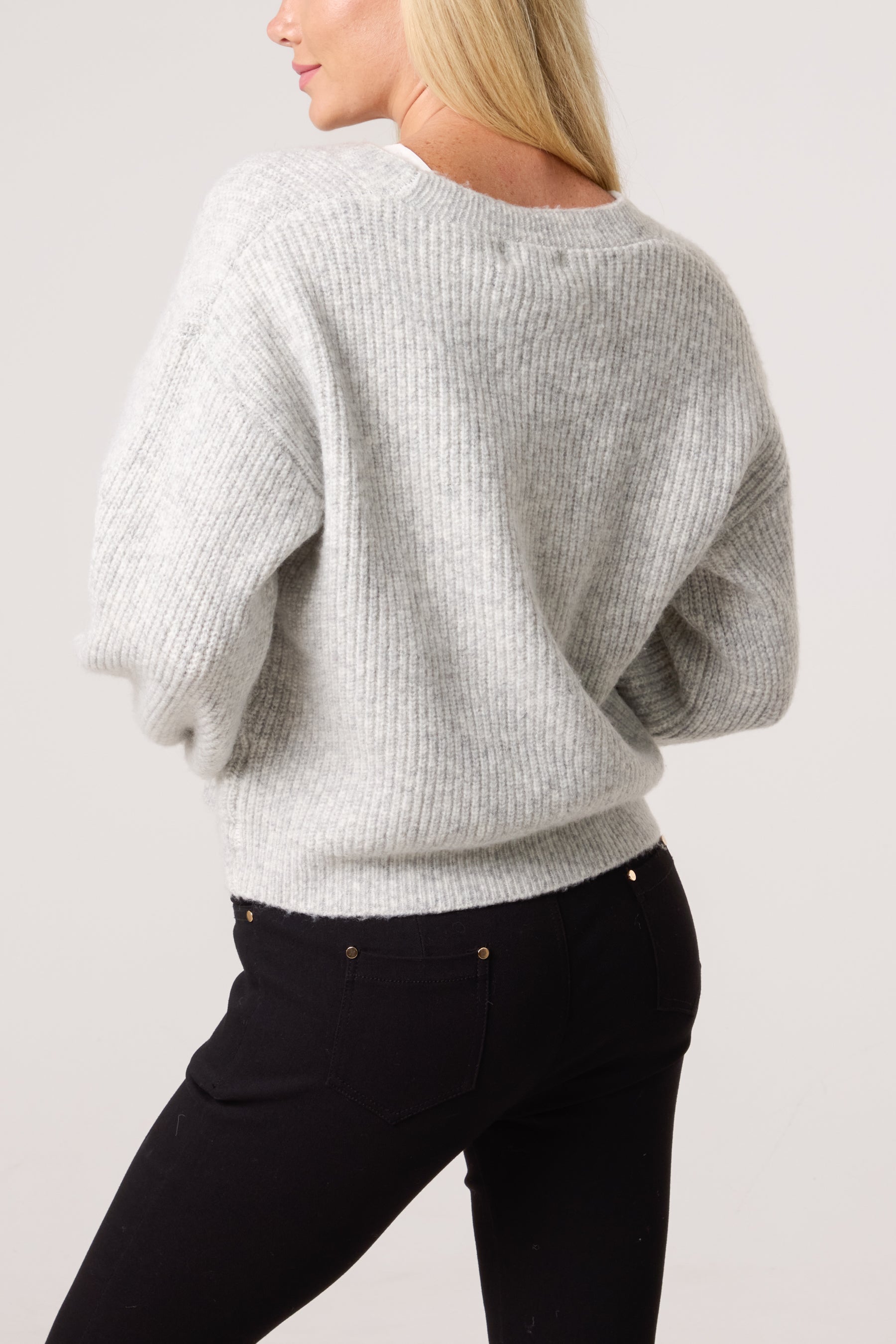 Silver Sparkle Flower Button Cardigan