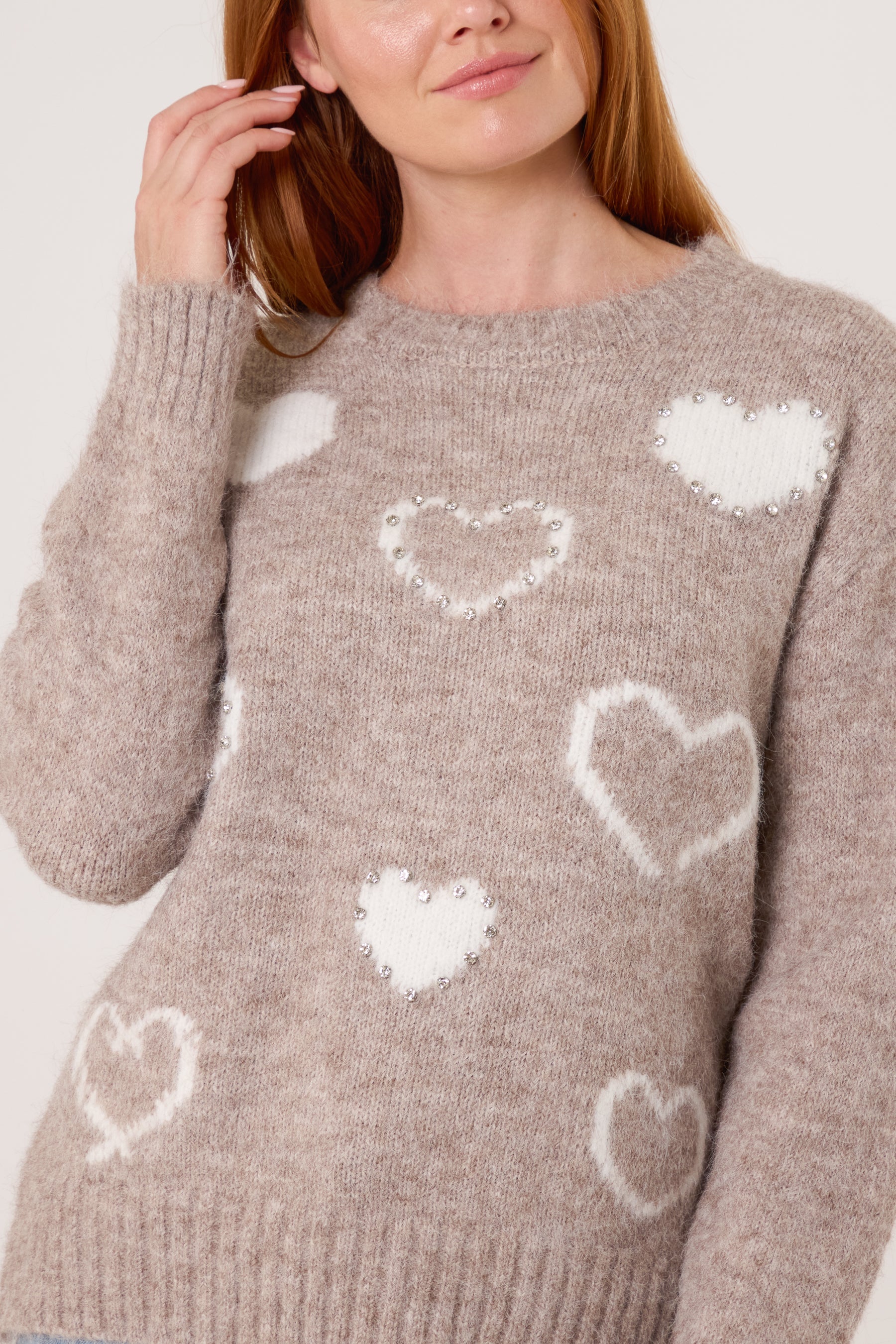 Embellished Heart Knit Jumper