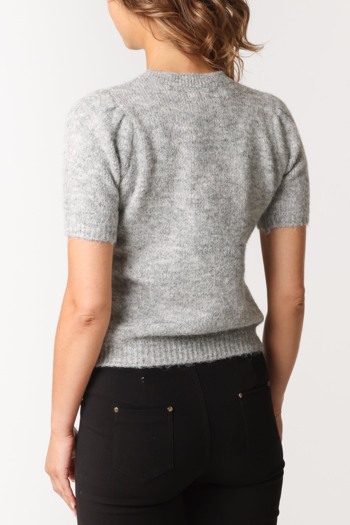 Pearl Embellished Short Sleeve Knit Jumper