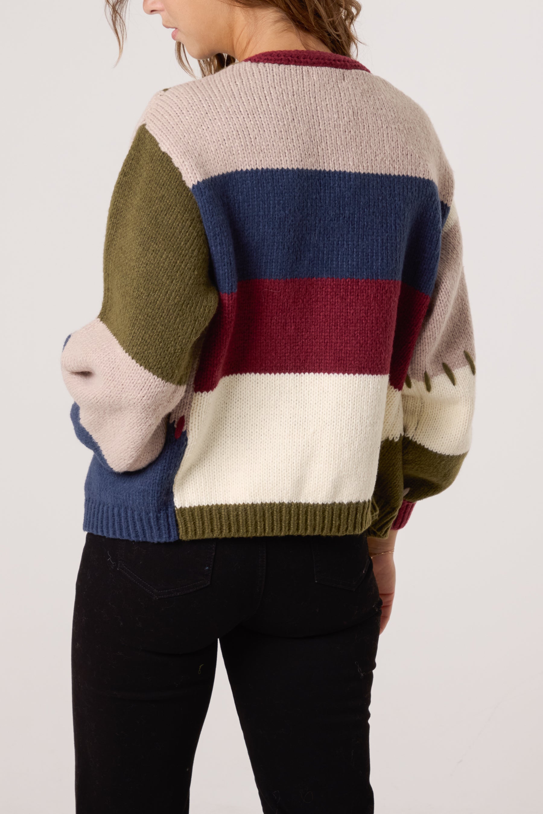 Stitch Colour Block Knit Cardigan