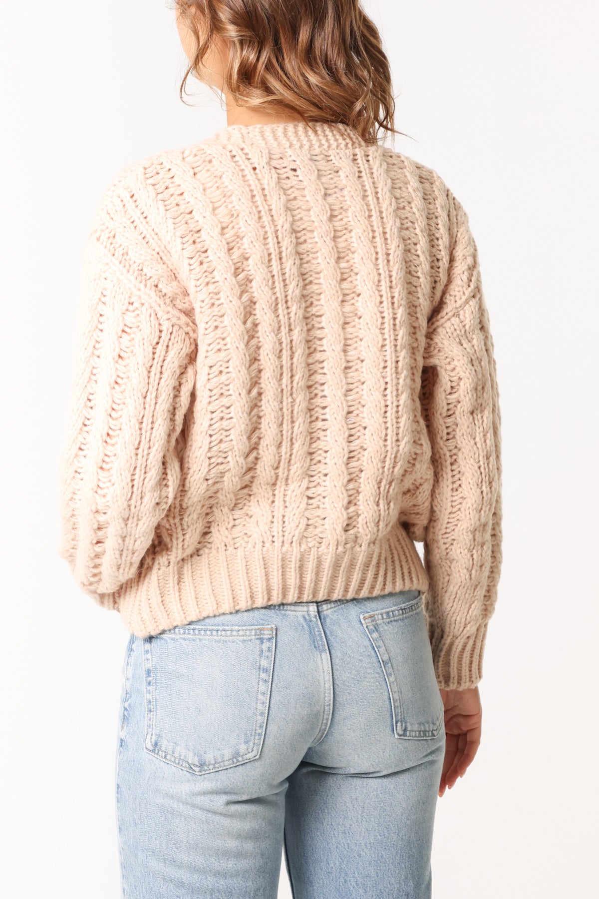 Sequin Heart Cable Knit Cardigan