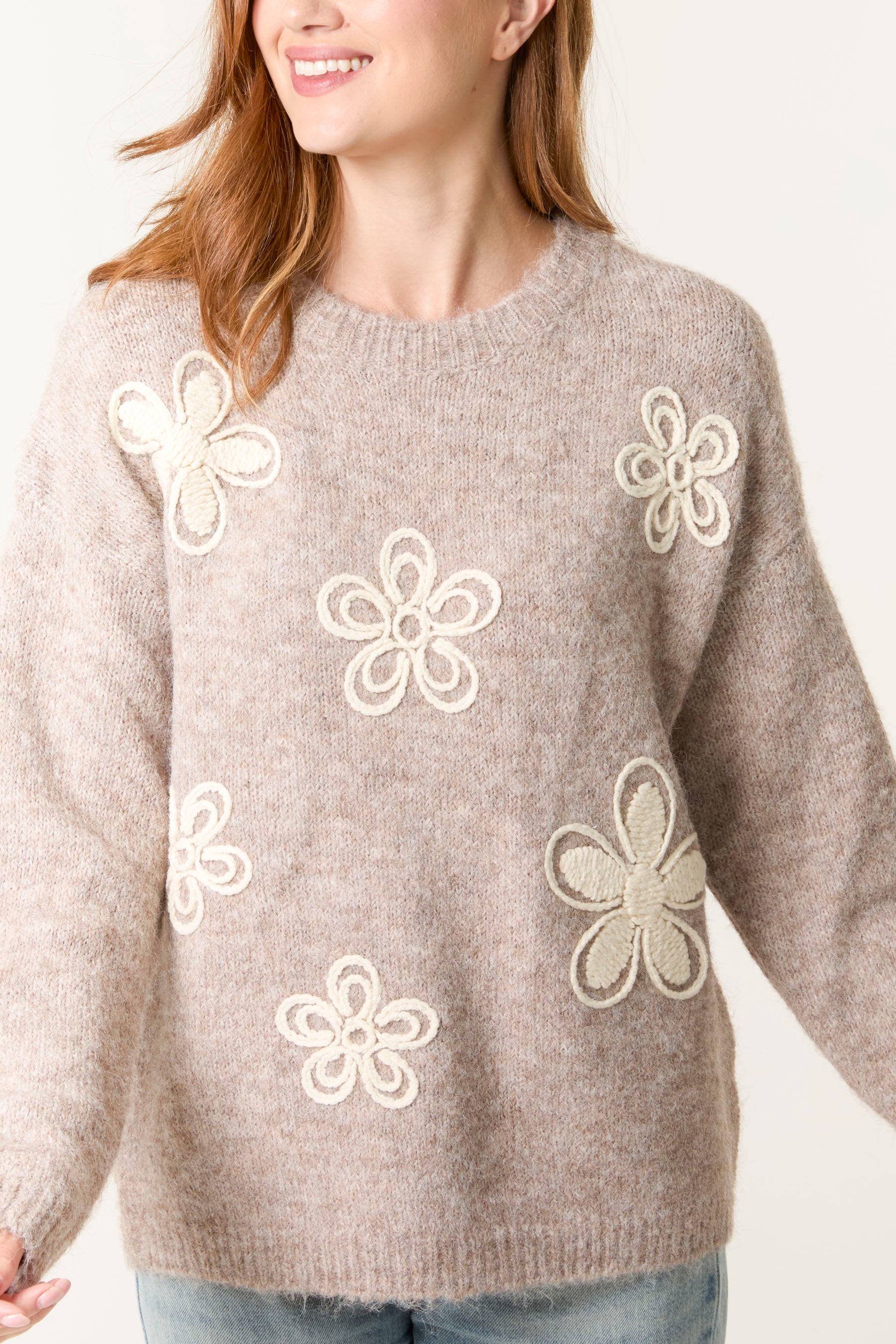 Embroidery Flowers Knit Jumper