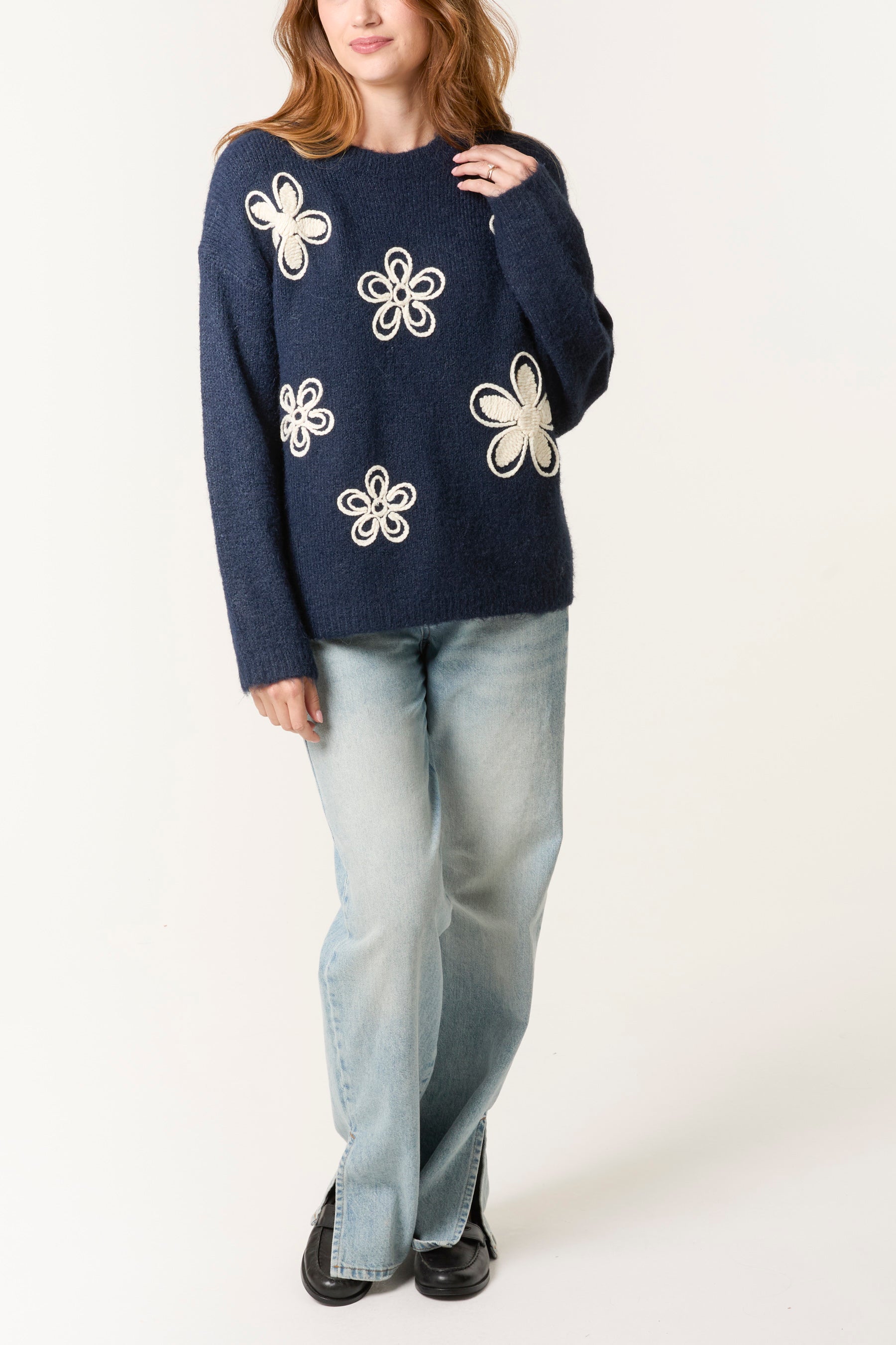 Embroidery Flowers Knit Jumper