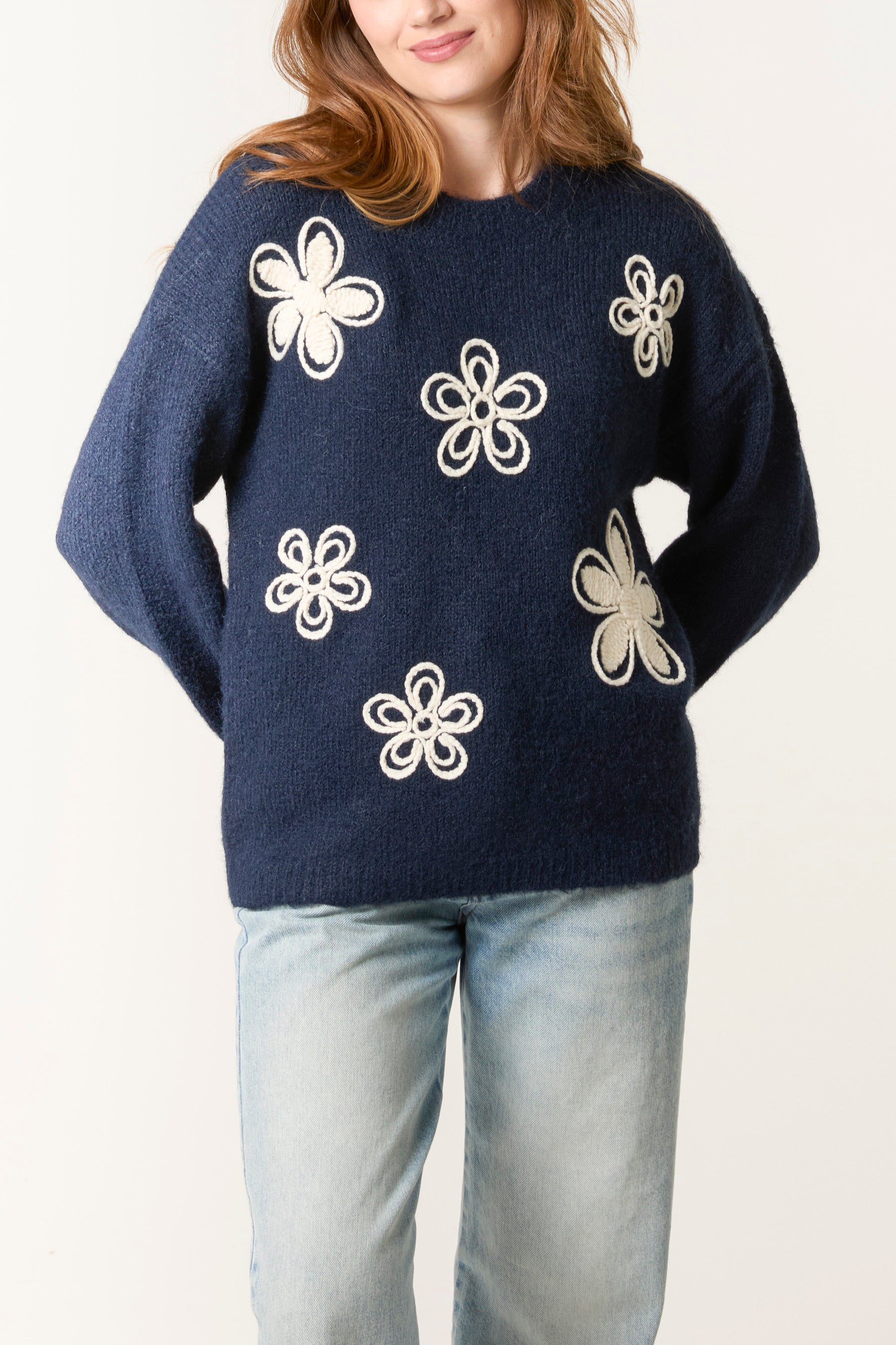 Embroidery Flowers Knit Jumper