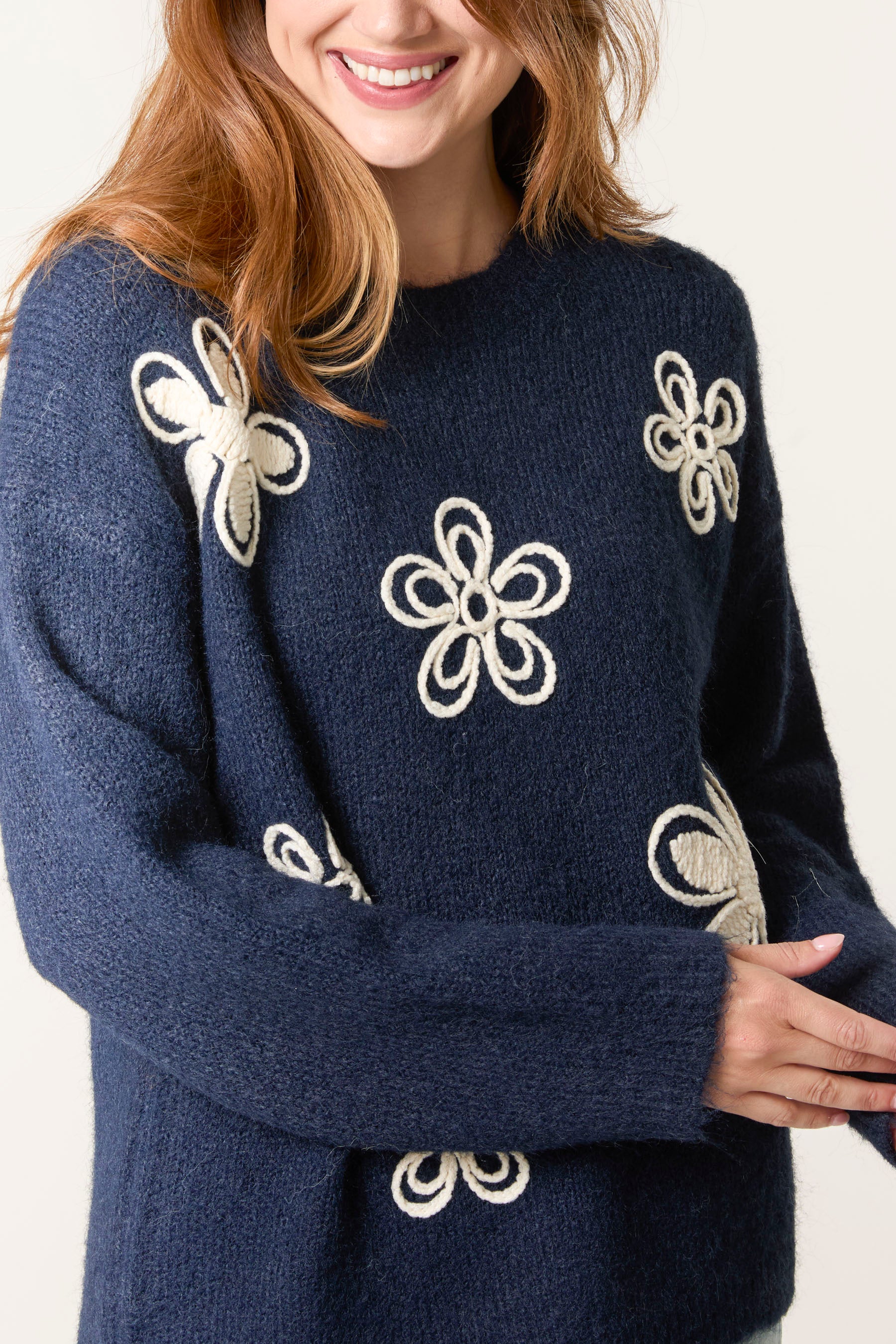 Embroidery Flowers Knit Jumper