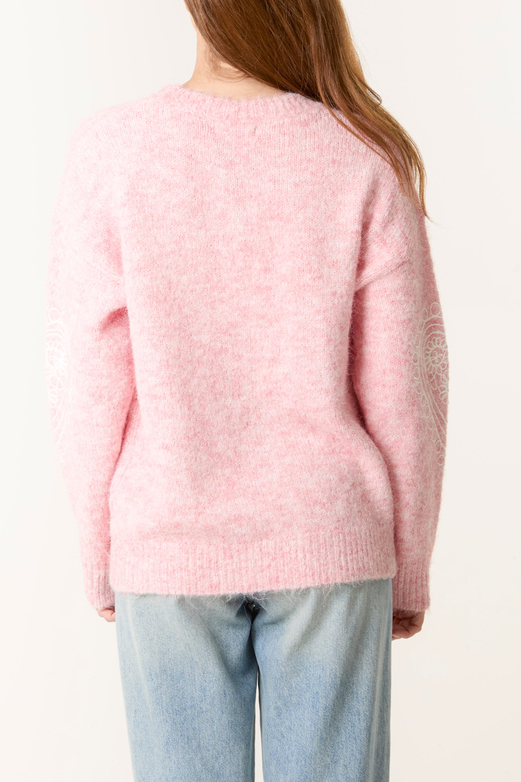 Heart Embroidered Knit Jumper