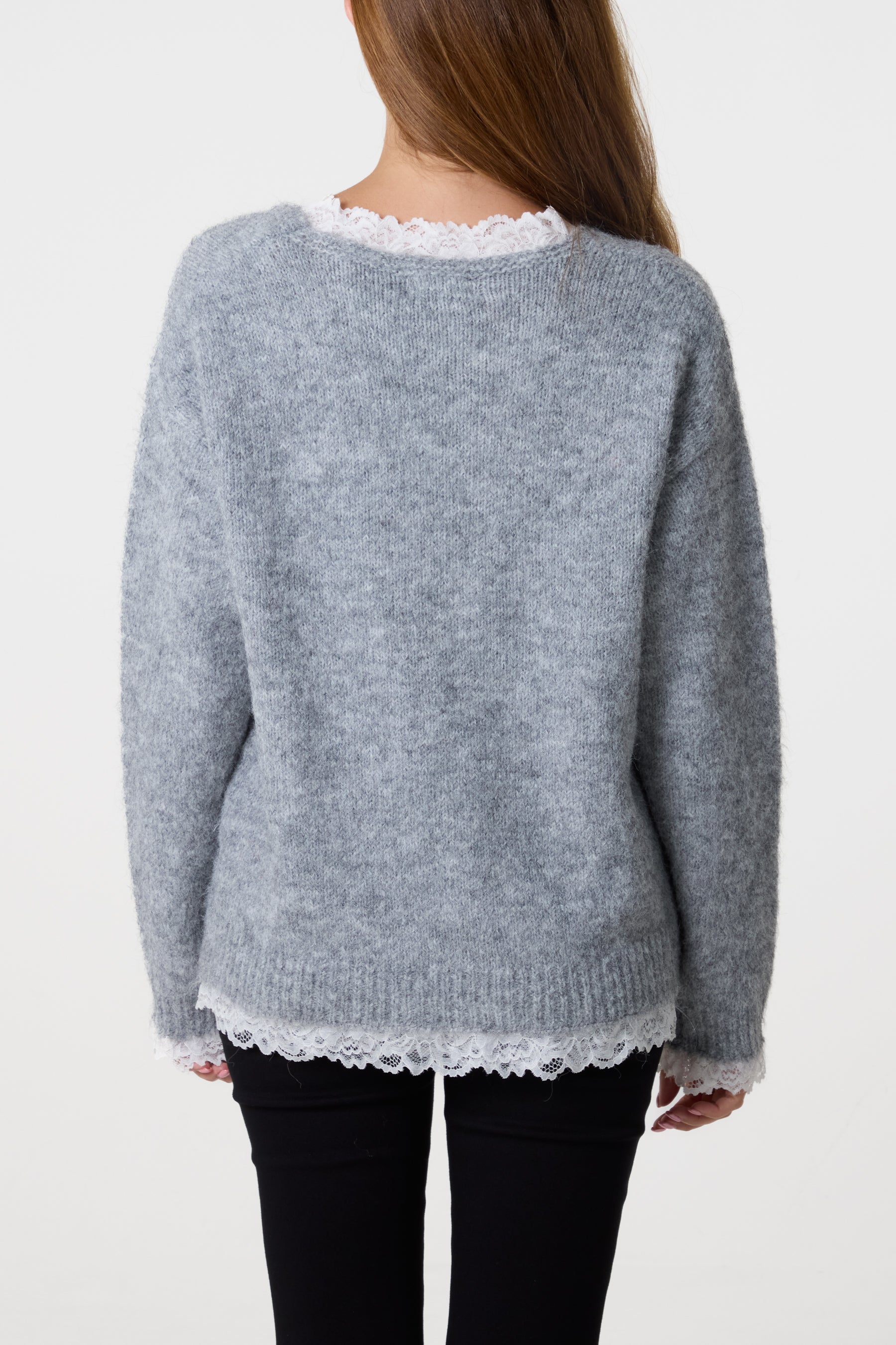 Lace Bow Knitted Jumper