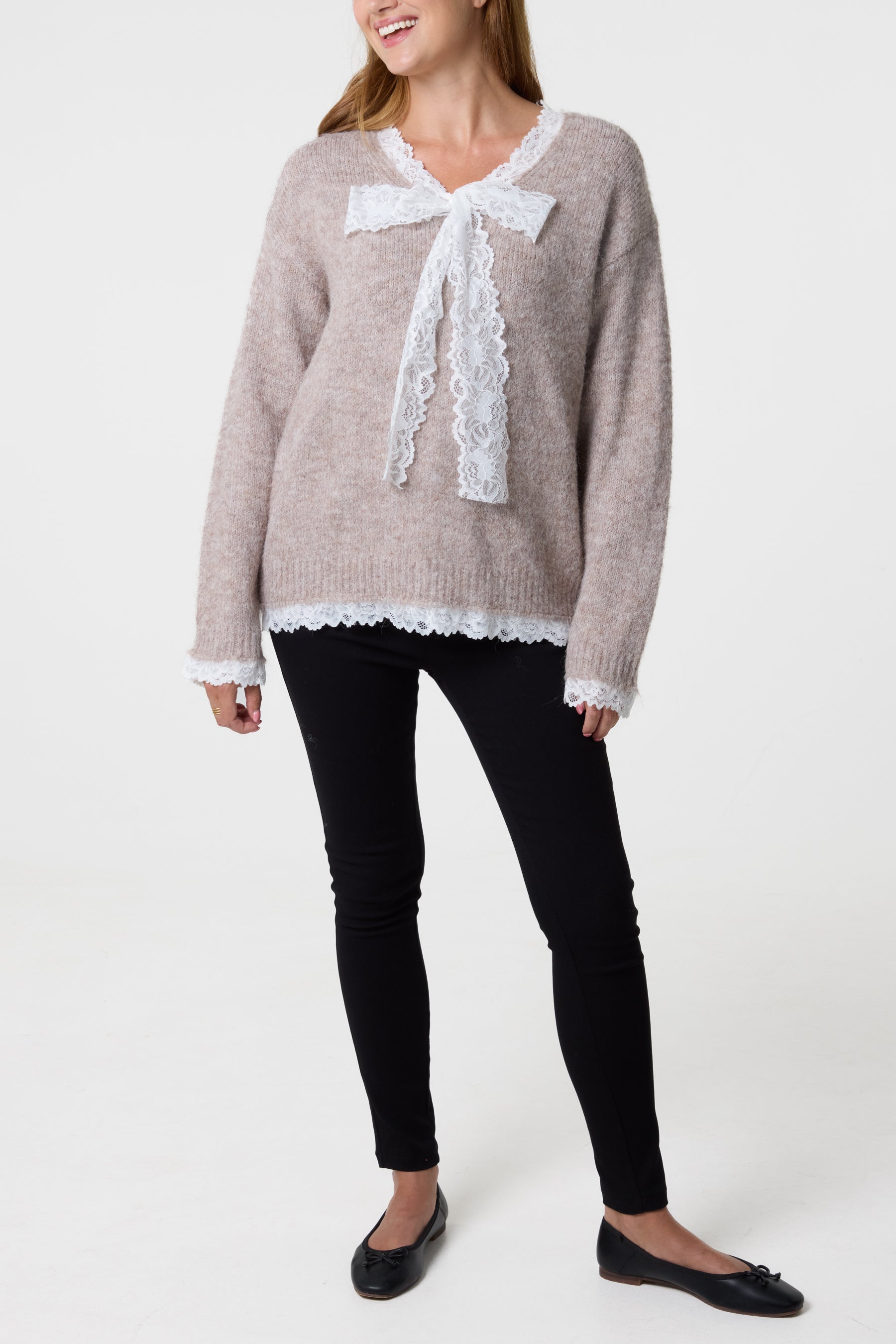 Lace Bow Knitted Jumper