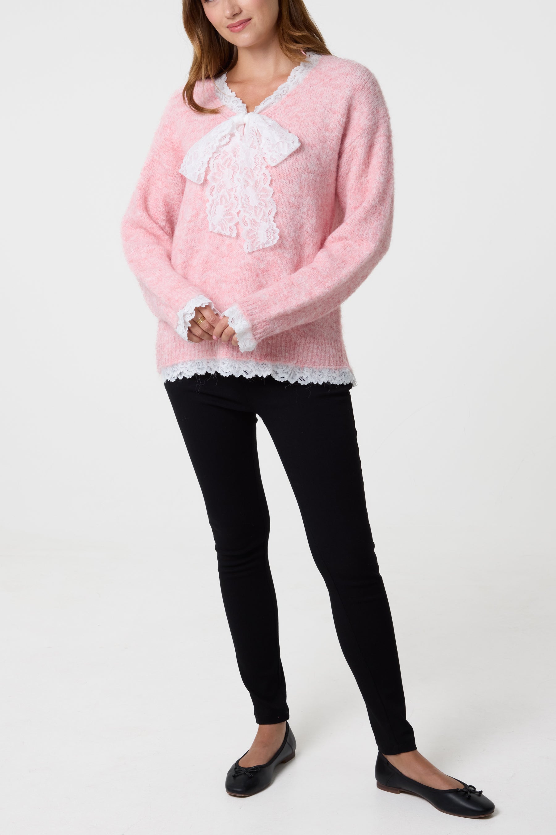 Lace Bow Knitted Jumper
