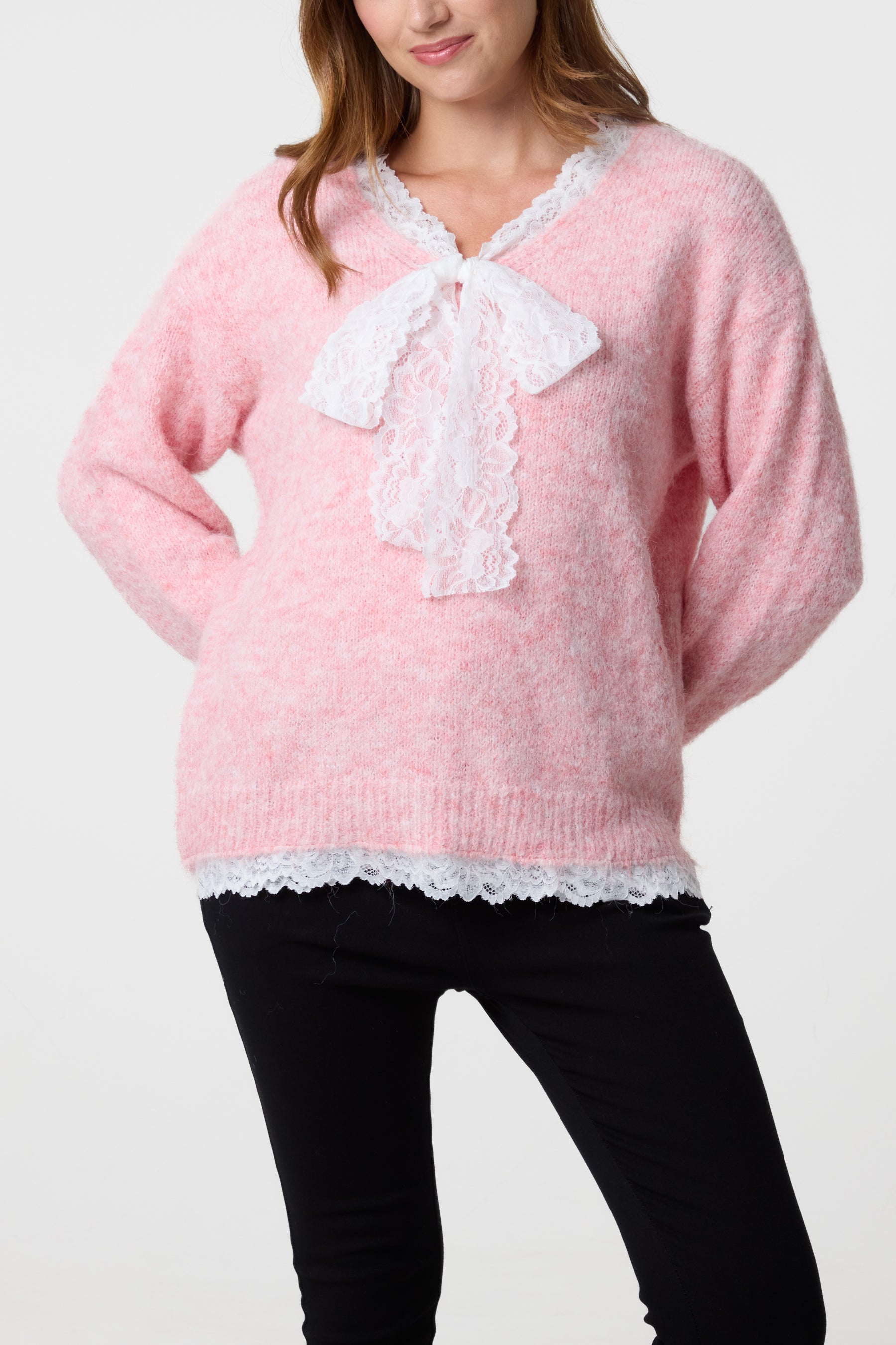 Lace Bow Knitted Jumper