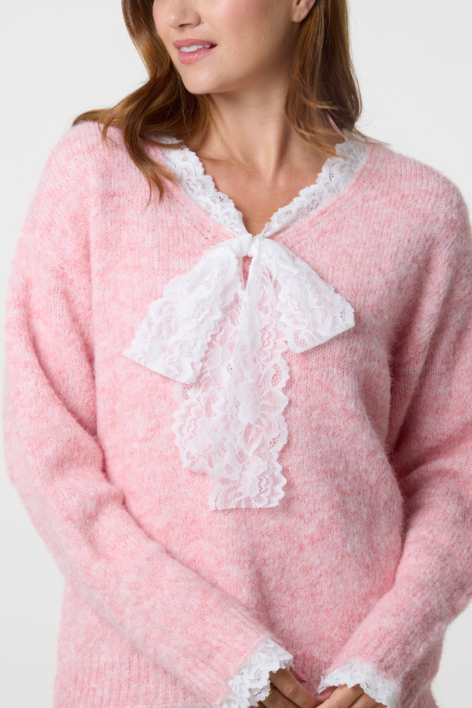 Lace Bow Knitted Jumper