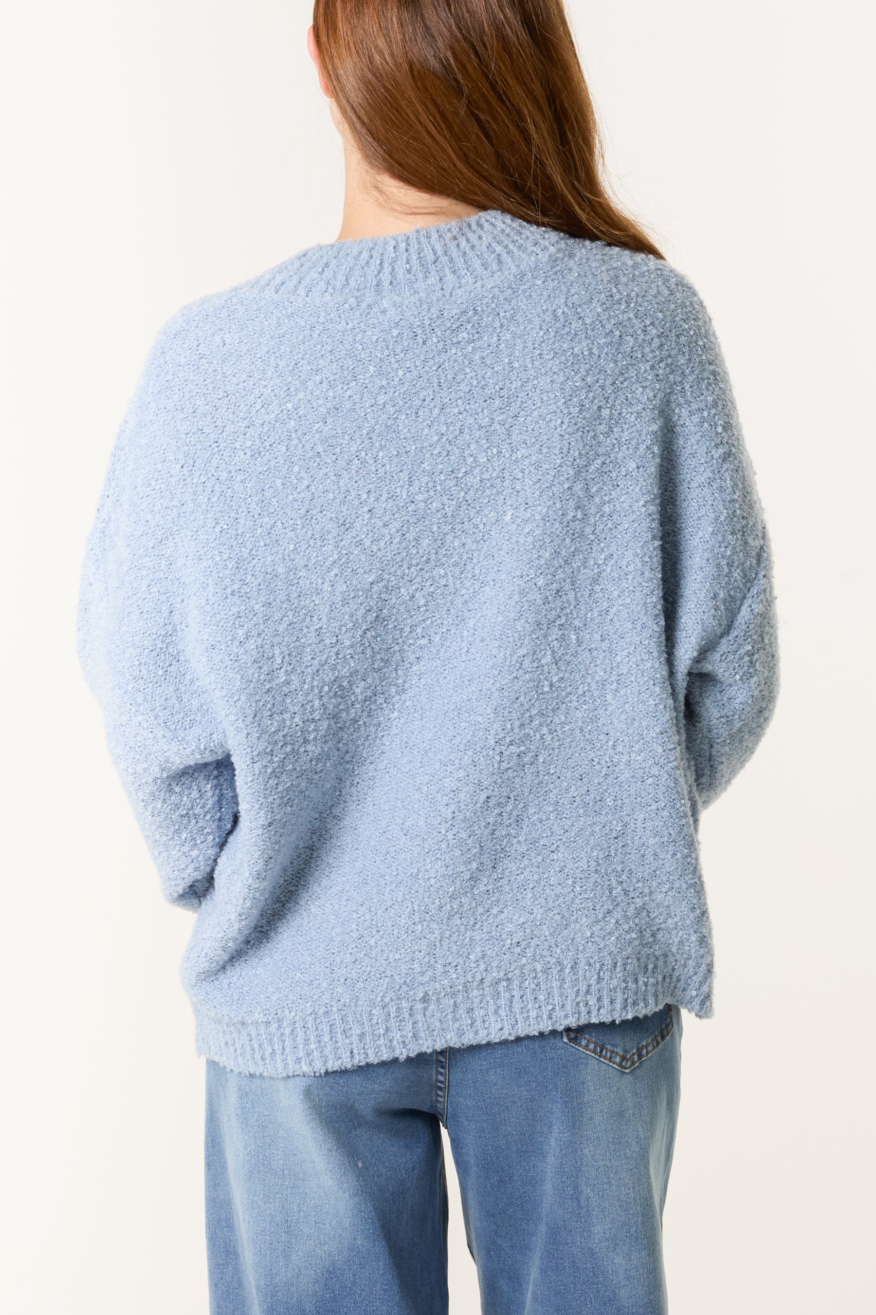 Soft Knit Flower High Crew Neck Jumper