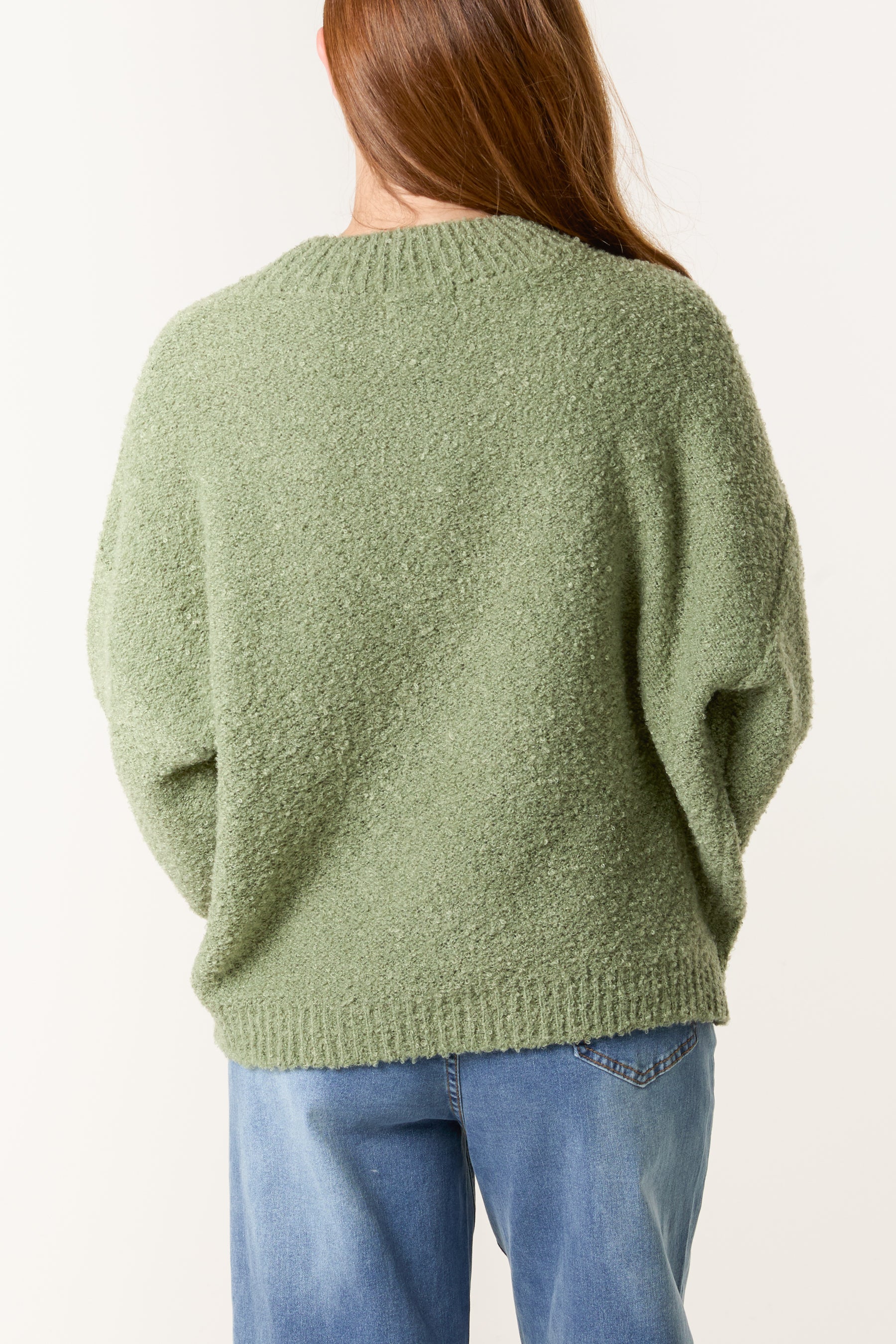 Soft Knit Flower High Crew Neck Jumper