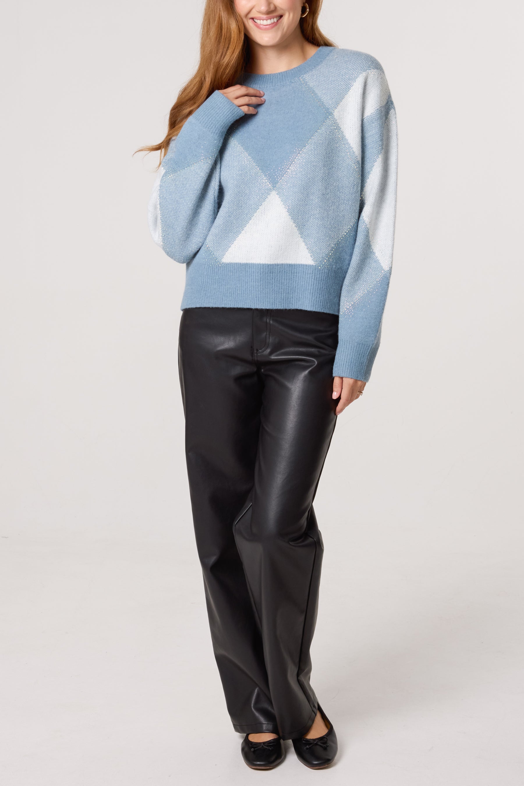 Argyle Crew Neck Knit Jumper