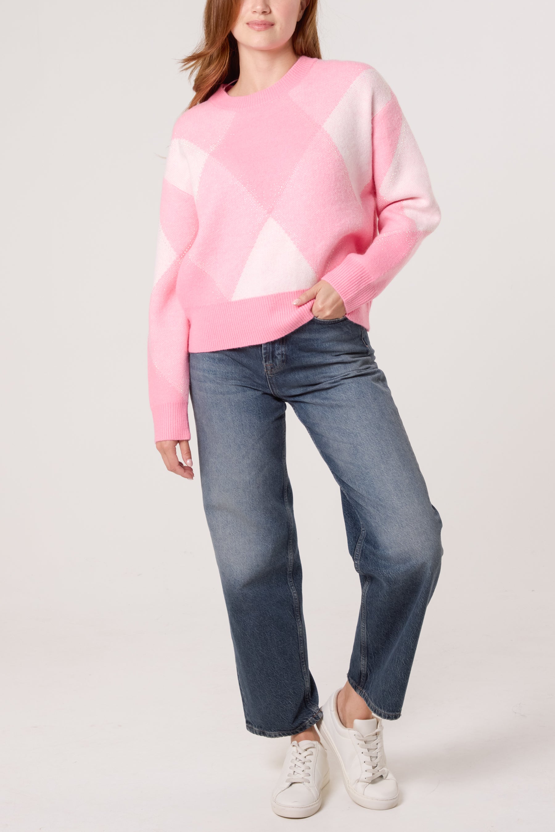 Argyle Crew Neck Knit Jumper