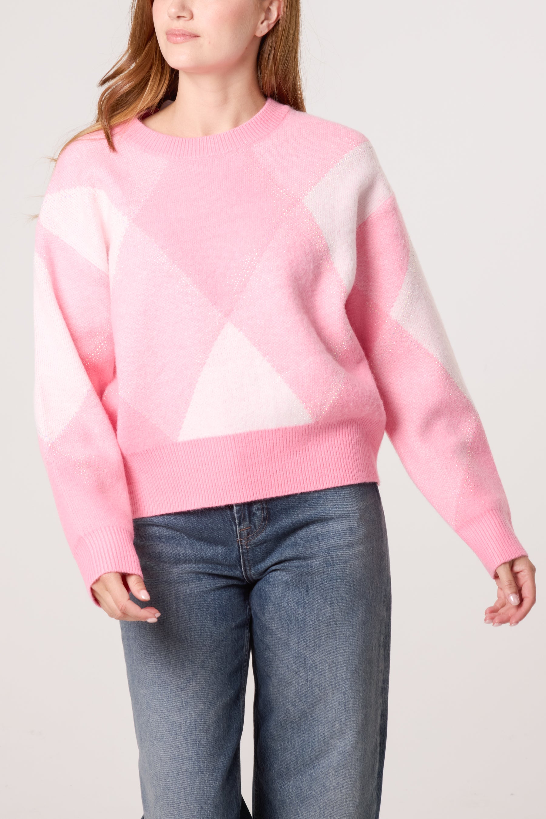 Argyle Crew Neck Knit Jumper