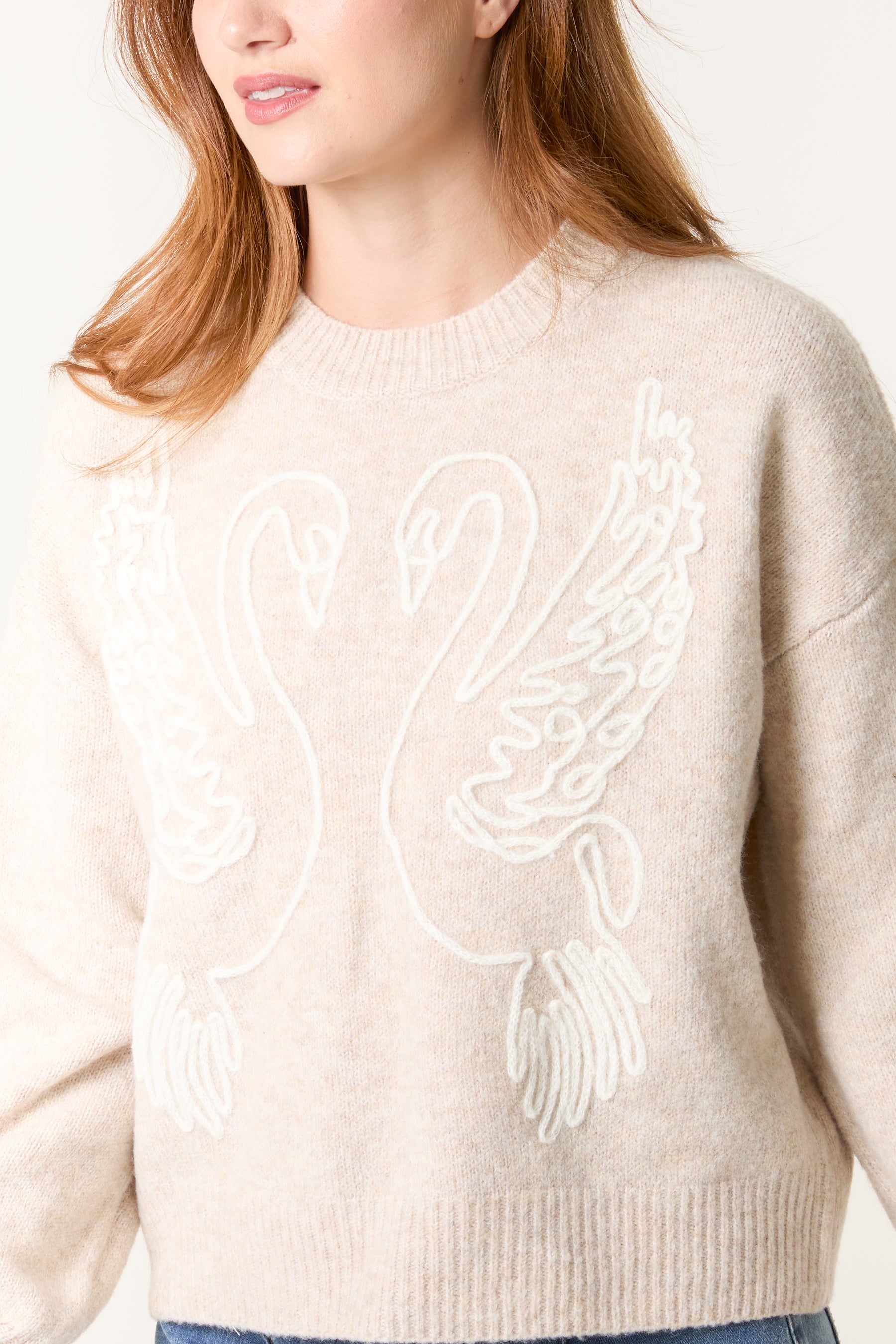 Swan Embroidered Knit Jumper