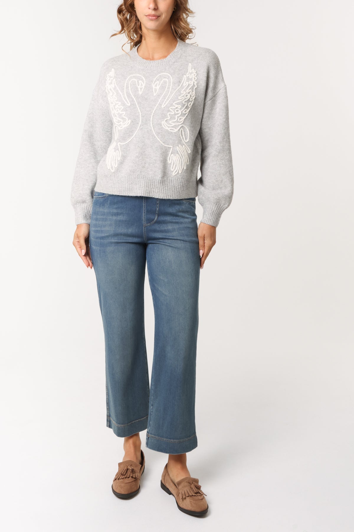 Swan Embroidered Knit Jumper