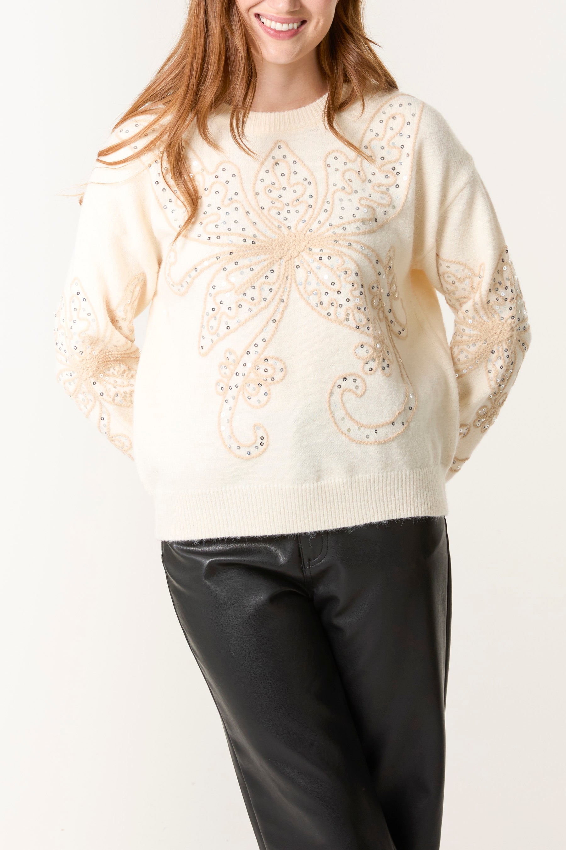 Butterfly Embroidered Sequin Jumper