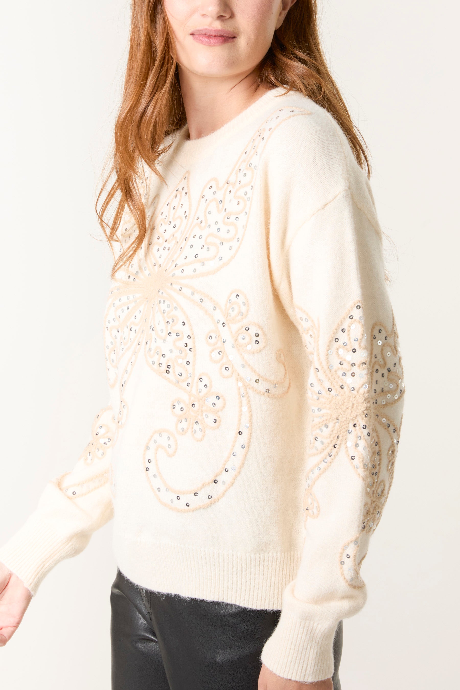 Butterfly Embroidered Sequin Jumper